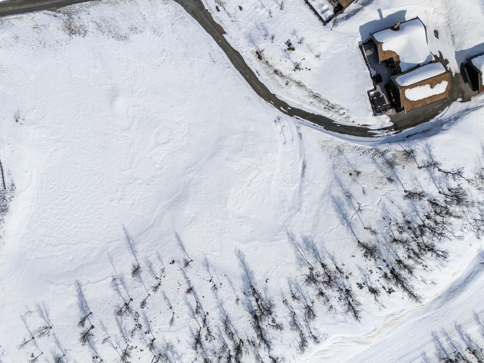 Dronefoto tatt over tomten Galleribilde