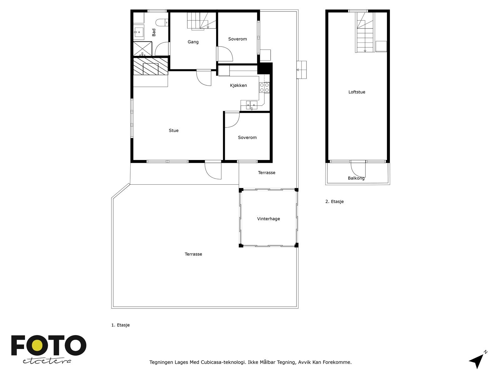 1. og 2. etasje - Plantegning - Ikke målbar Galleribilde