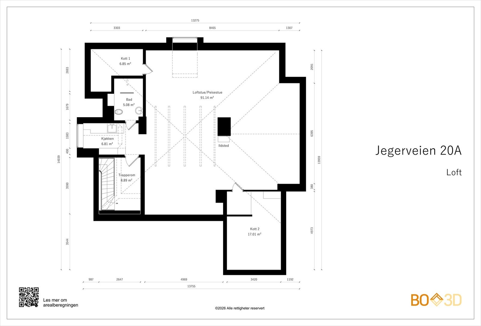 Plantegning loft. Galleribilde