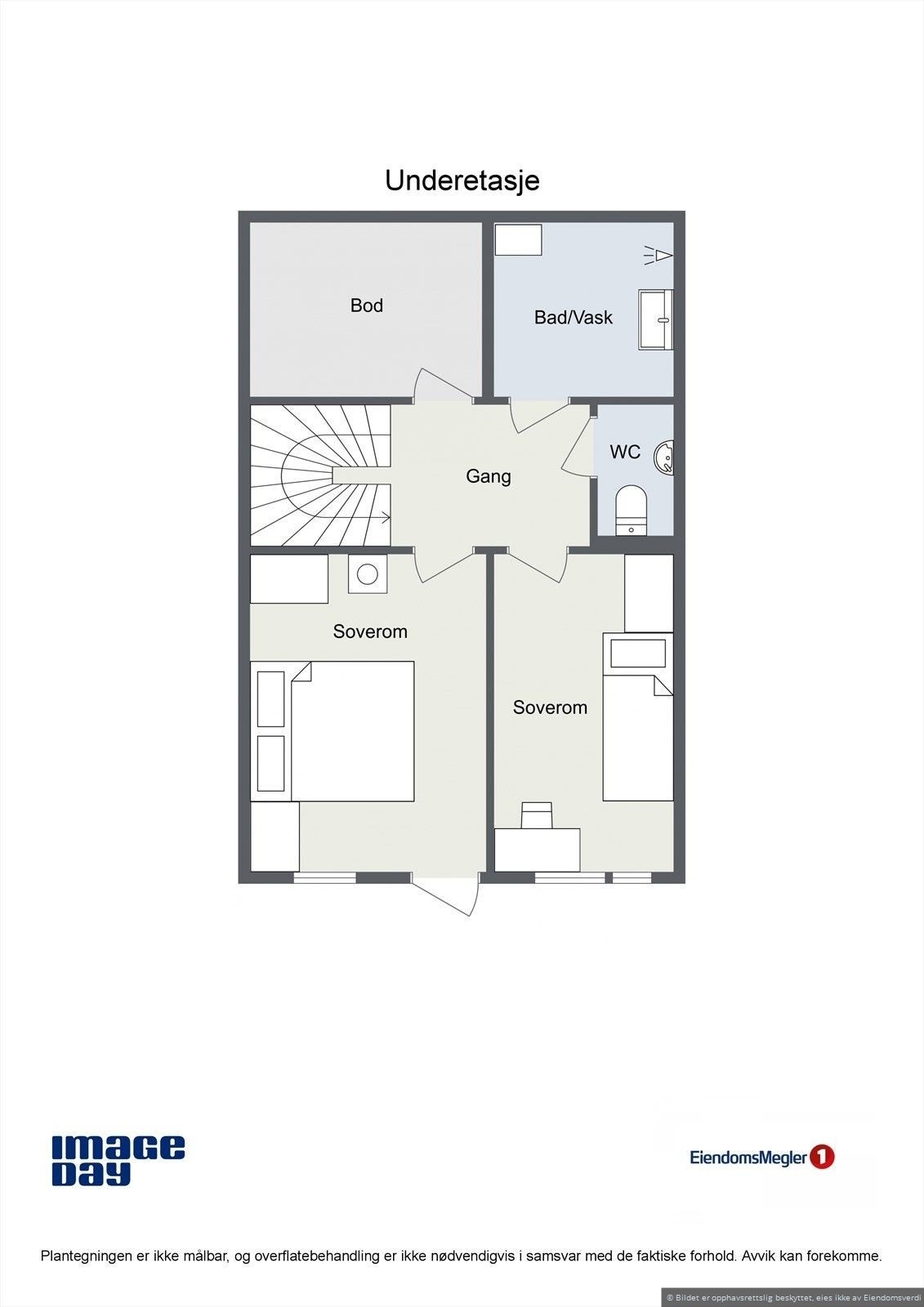 Underetasjen inneholder to soverom, bad, separat wc, opplegg til vaskerom i bod. Galleribilde