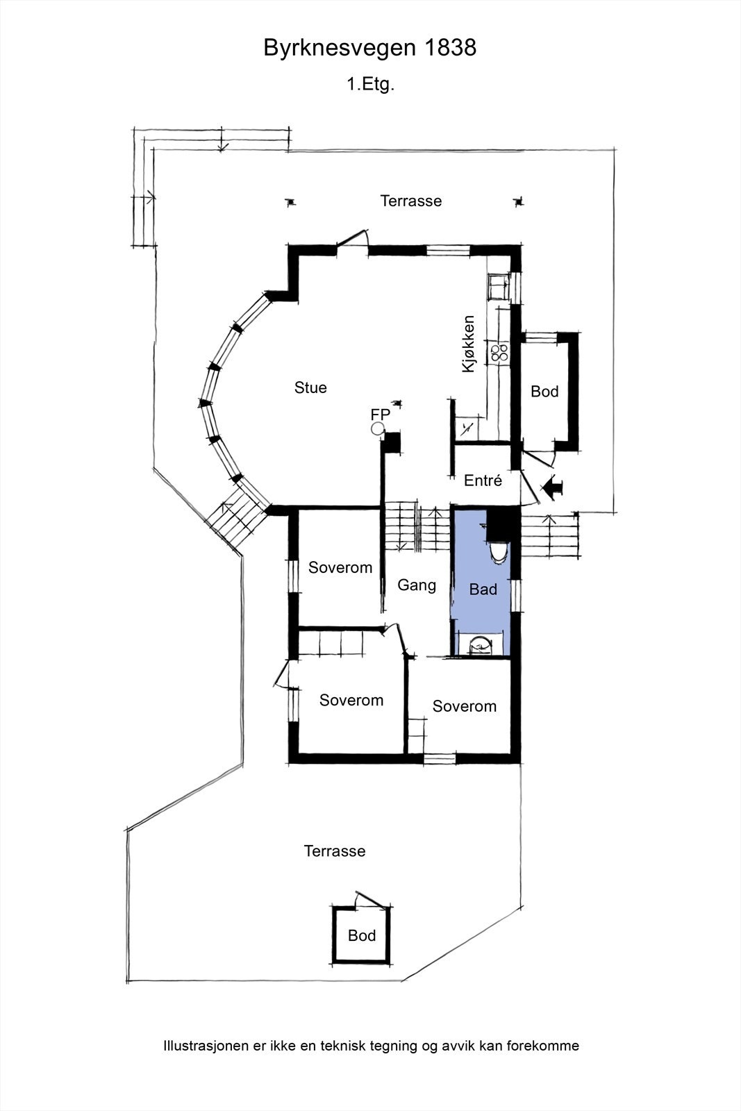 Plantegning 1.etg Galleribilde