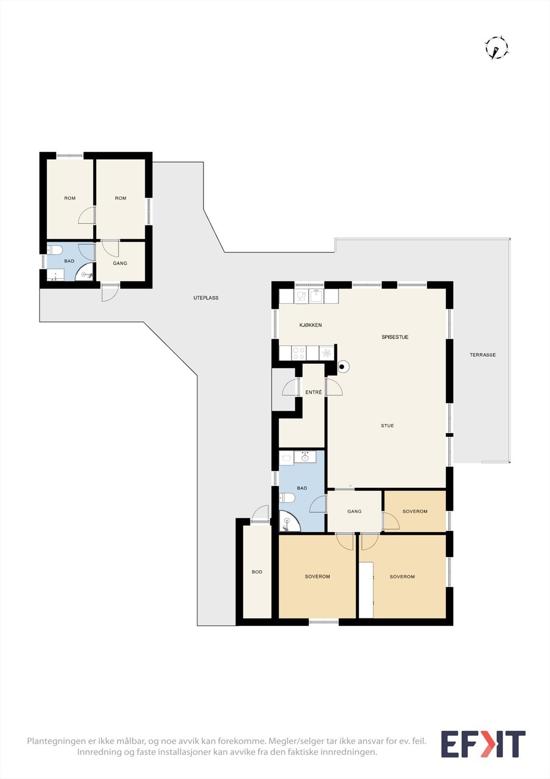 Planløsning hovedhytte og separat anneks. Galleribilde