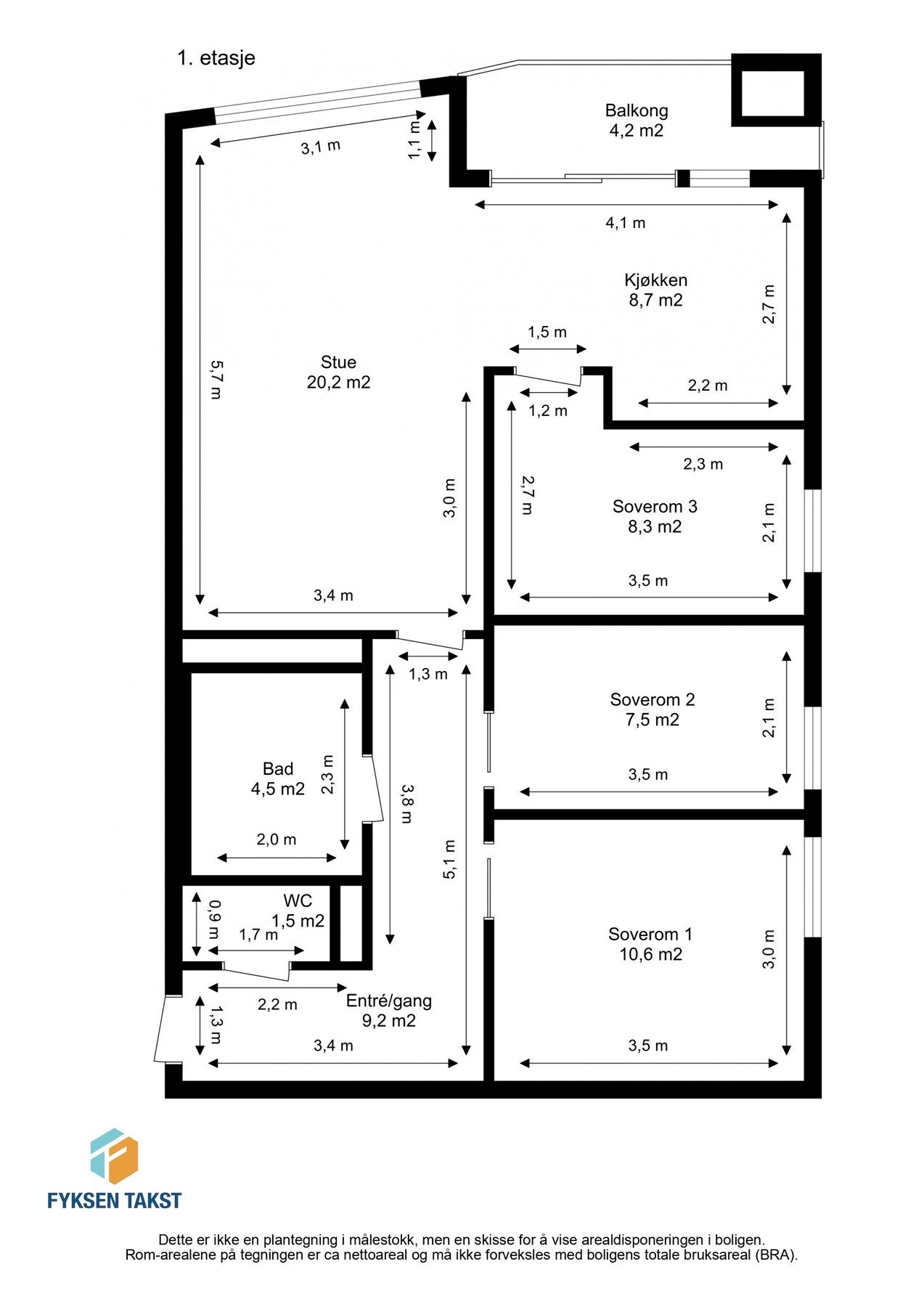 Målsatt planskisse. Galleribilde