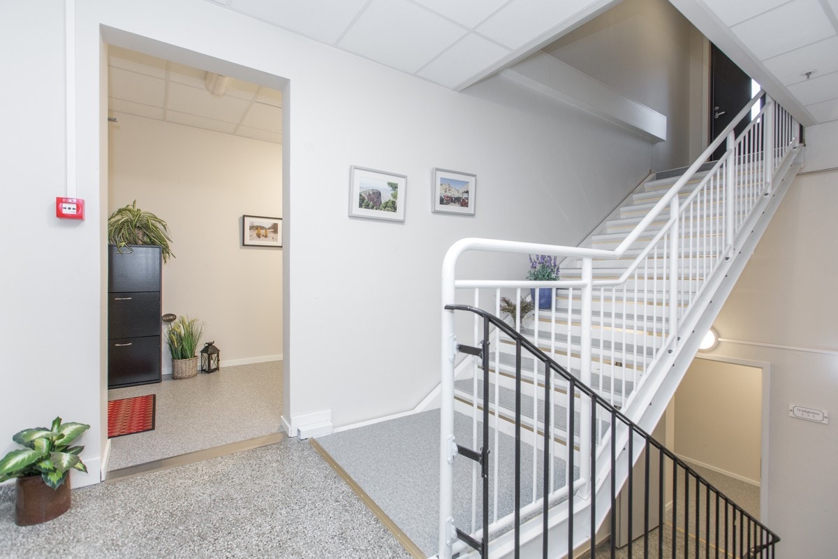 Godt opplyst trappegang med praktisk tilknytning til fellesarealer. Galleribilde
