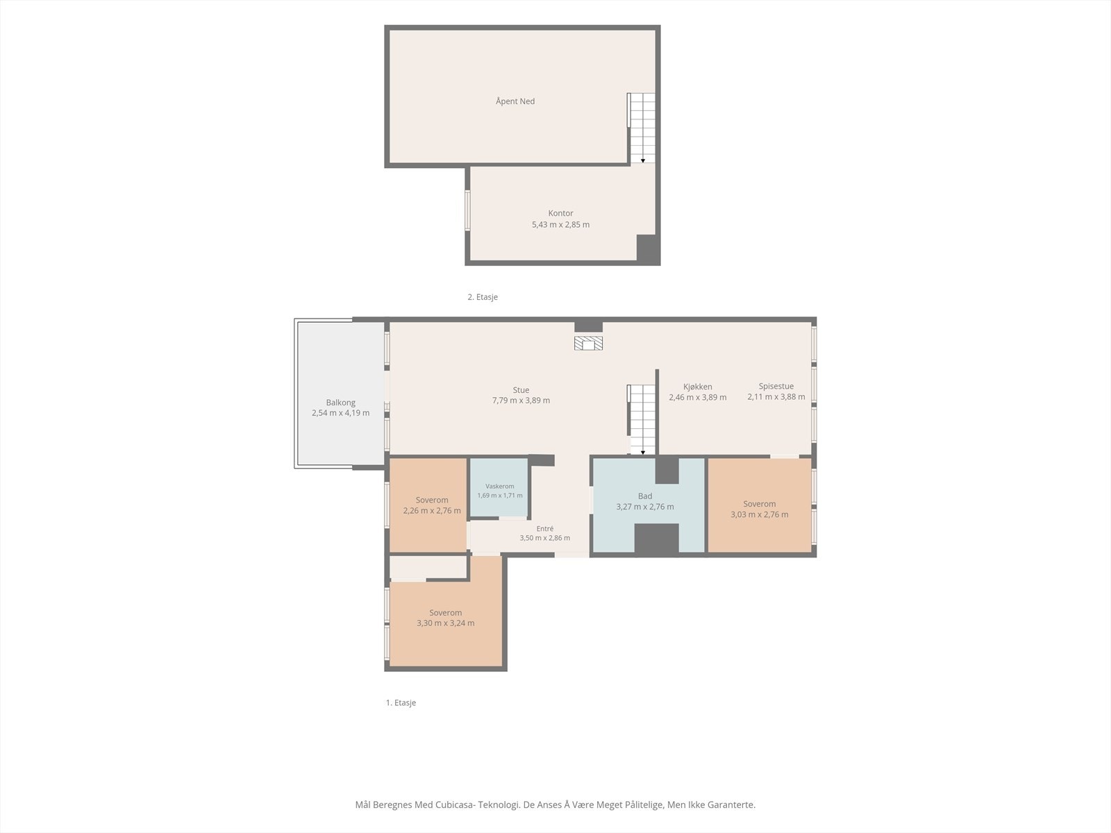 Plantegninger - Loft/Hems er i dag innredet som kontor. Rommet er ikke godkjent til dagens bruk. Bruksendring fra tilleggsdel (loft) til hoveddel (kontor) er et søknadspliktig tiltak. Se punkt "Ferdigattest / Brukstillatelse" i salgsoppgaven. Galleribilde
