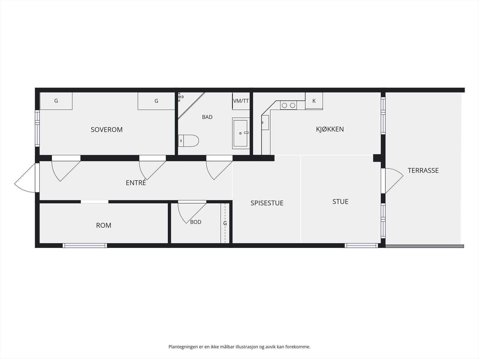 Plantegning 1. etasje. I tillegg disponerer leiligheten en garasjeplass med elbil-lader, samt en kjellerbod på 5m². Heis i bygget. Galleribilde