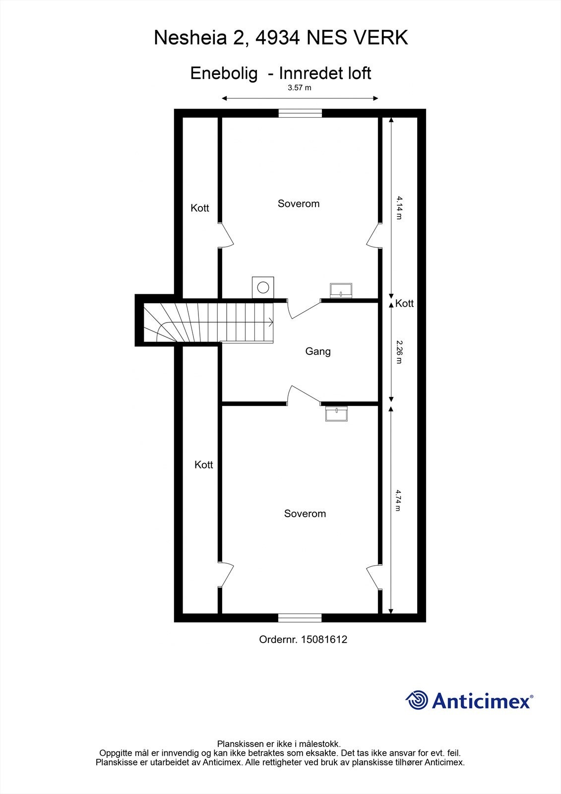 Plantegning loftsetasje. Galleribilde