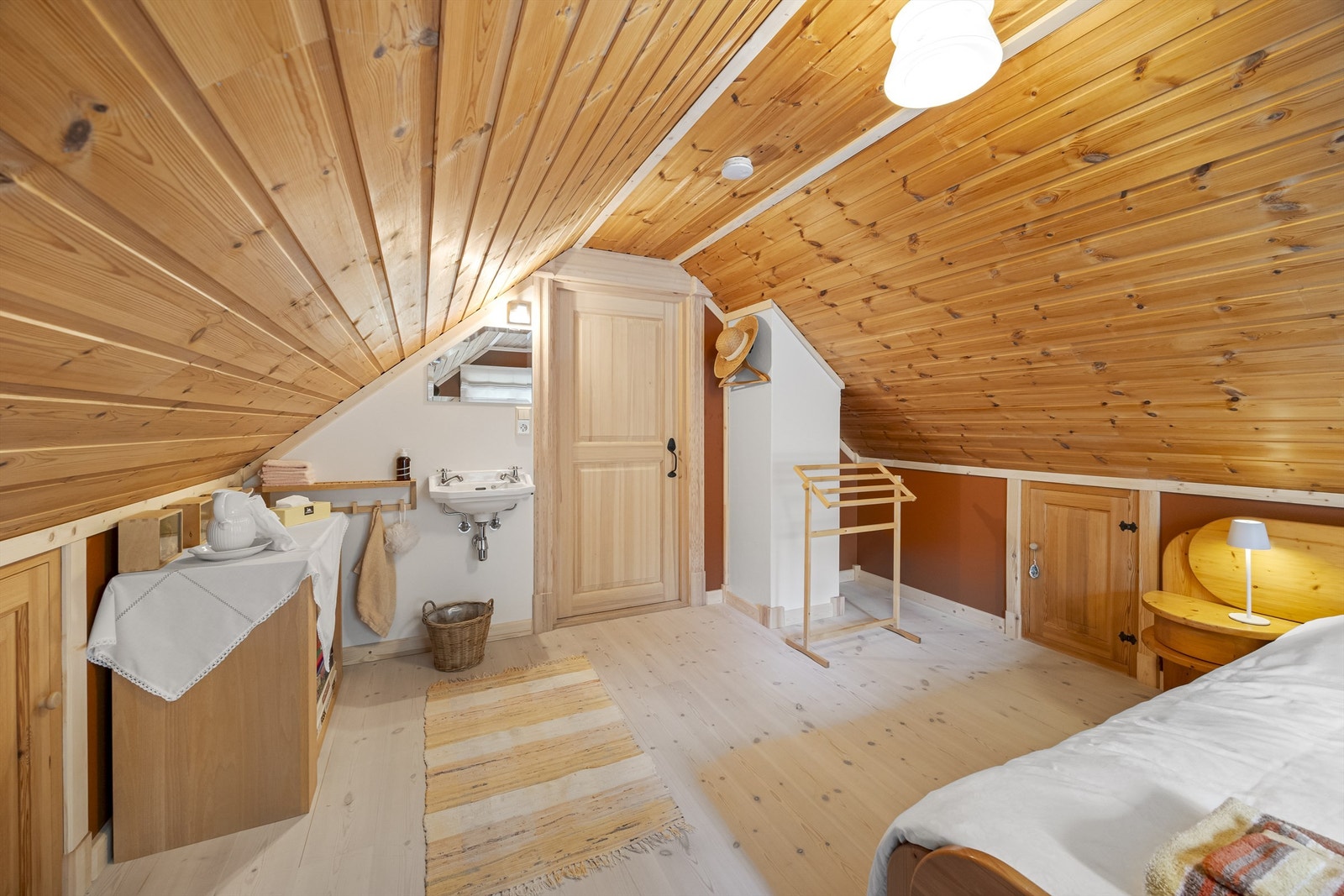Loftsetasjen er innredet med vask på rommene. Galleribilde