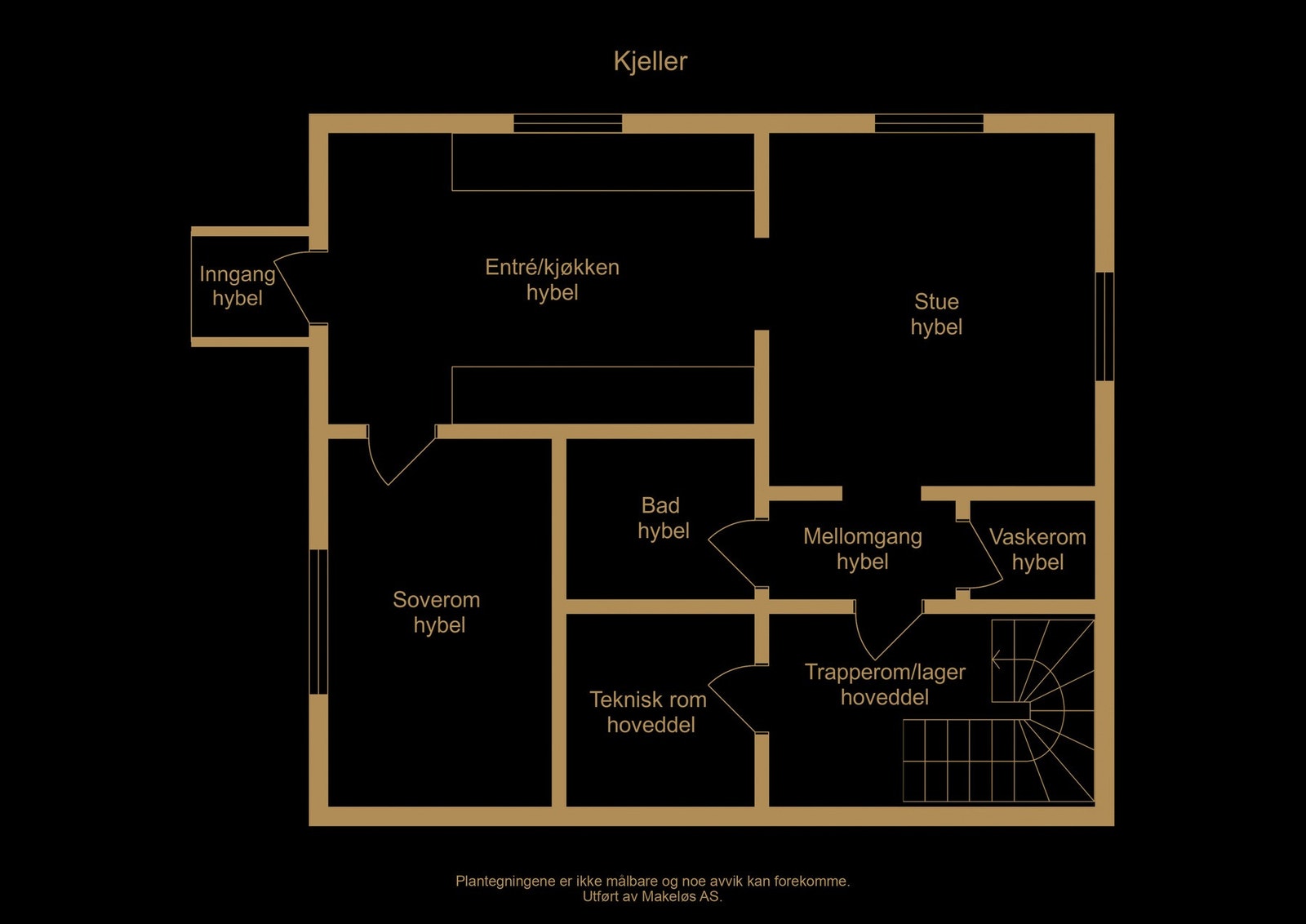 Plantegning kjeller - illustrasjon, avvik kan forekomme Galleribilde
