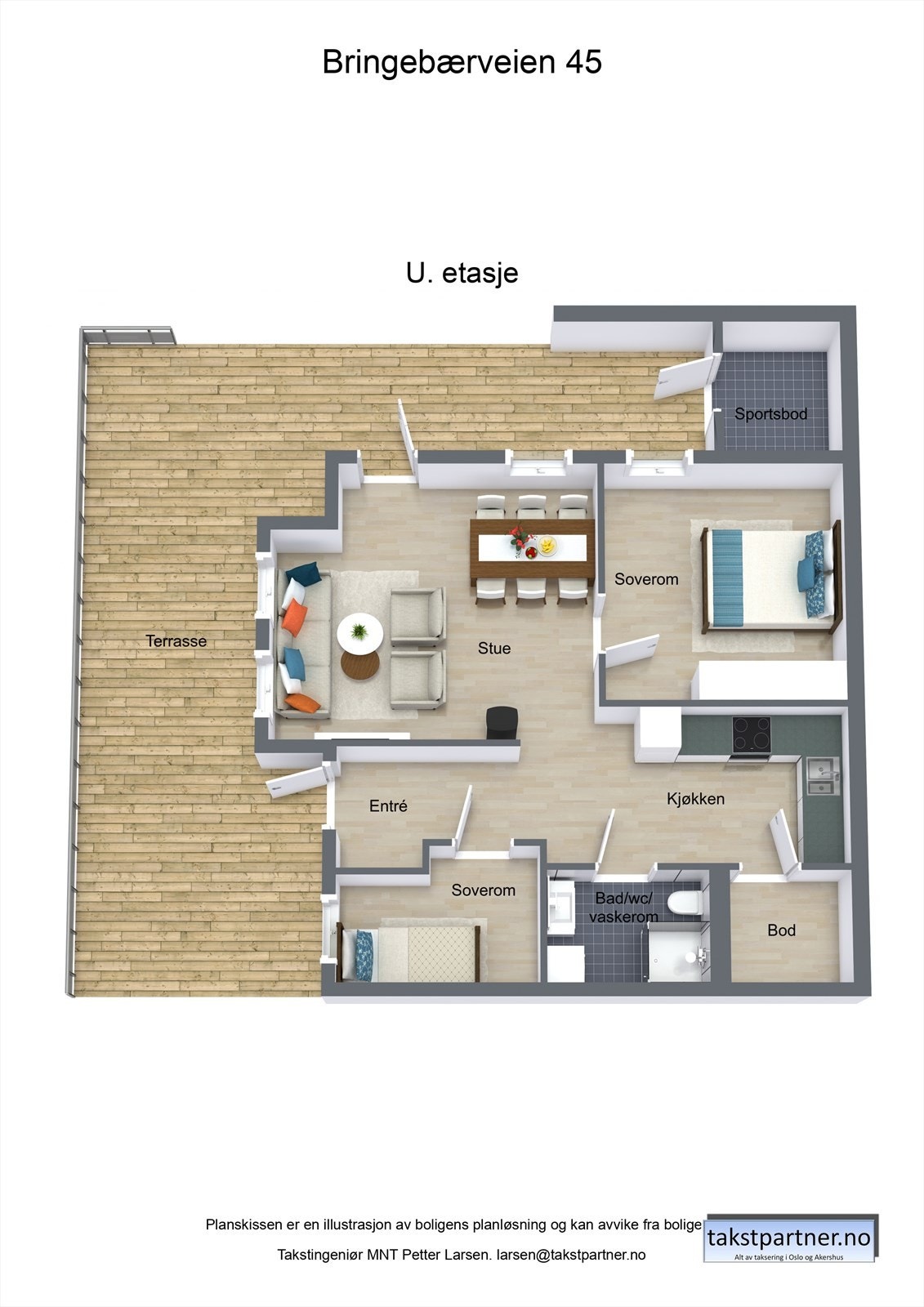 3D-Plantegning Bringebærveien 45. Galleribilde