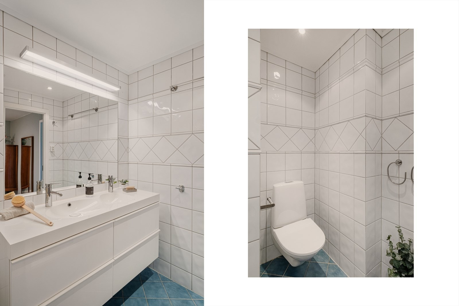 - Badet måler 4,2 m². Her har man en ny baderomsinnredning og vegghengt toalett fra 2017 og badet ble generelt modernisert i 2002 i regi av tidligere eier. - Galleribilde