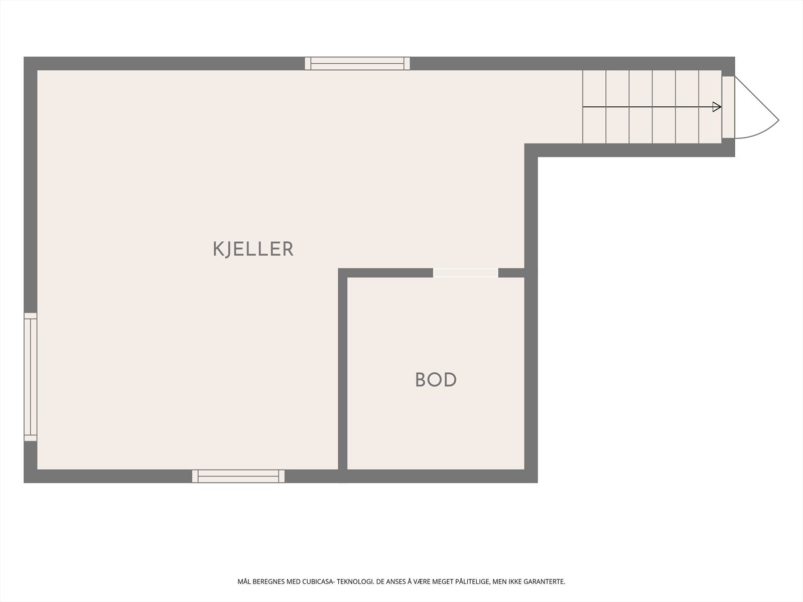 Kjellerplan for fritidsboligen nærmest vannet, med bod og krypkjeller. Galleribilde