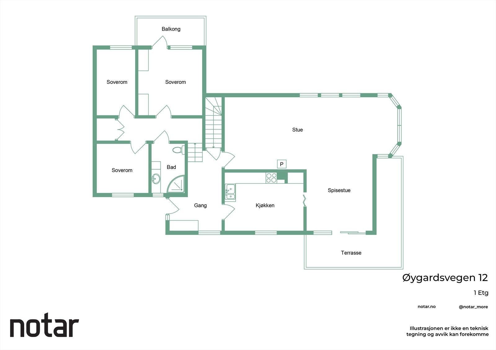 Plantegninger hovedetasje - Øygardsvegen 12 Galleribilde