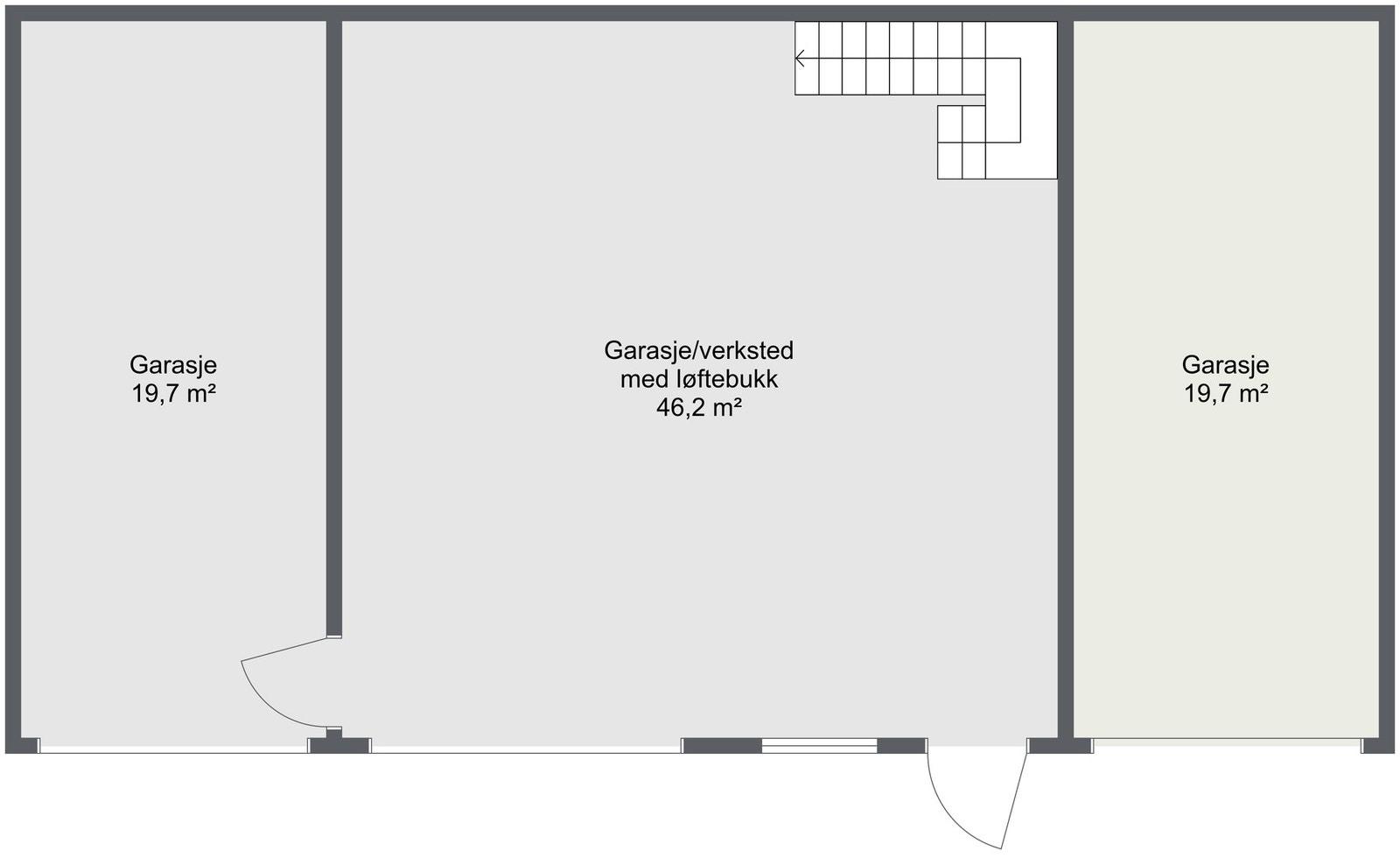 Planskisse garasje. Galleribilde