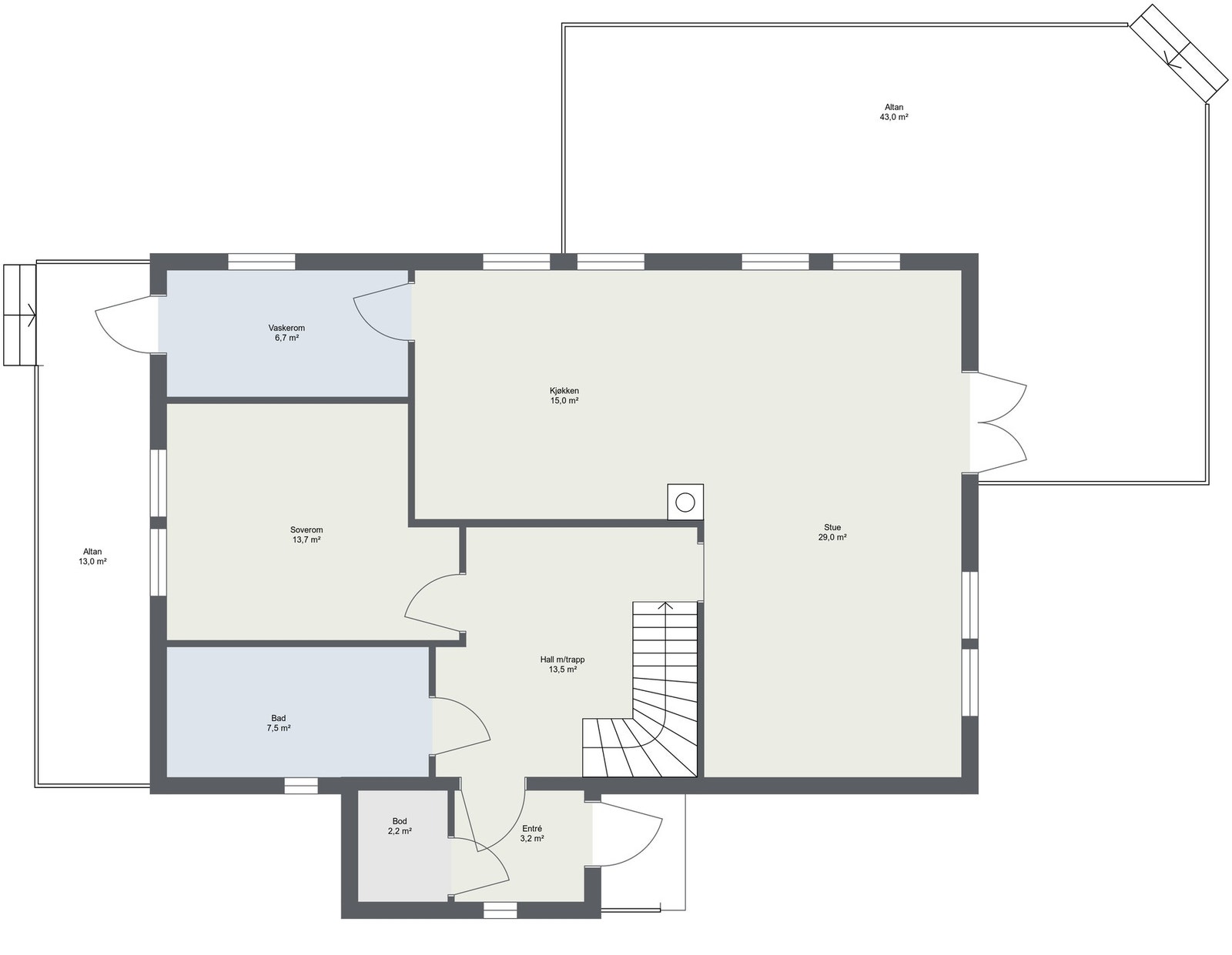 Planskisse 1. etasje. Galleribilde