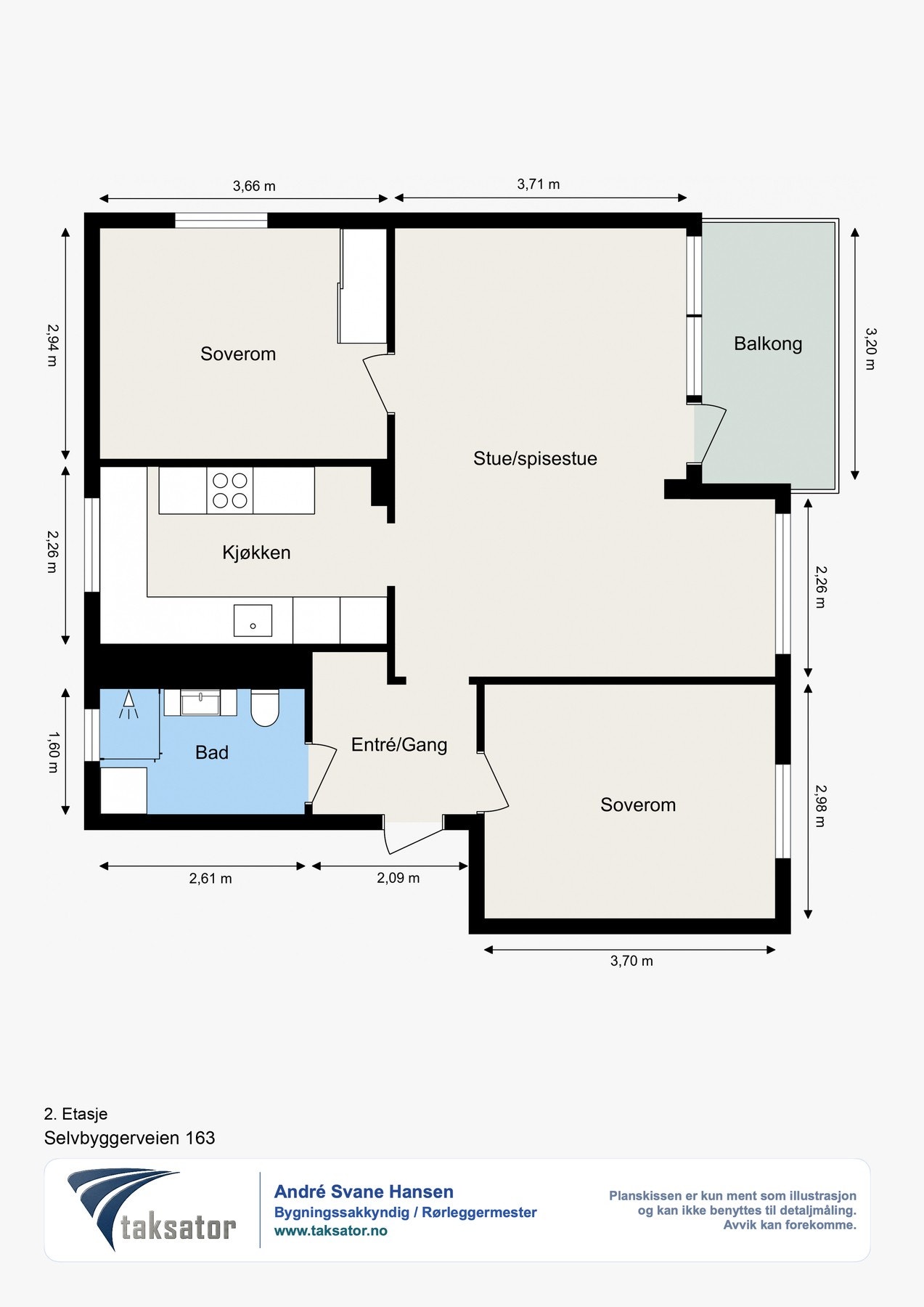 Plantegning - Leiligheten ligger i 2. etasje Galleribilde