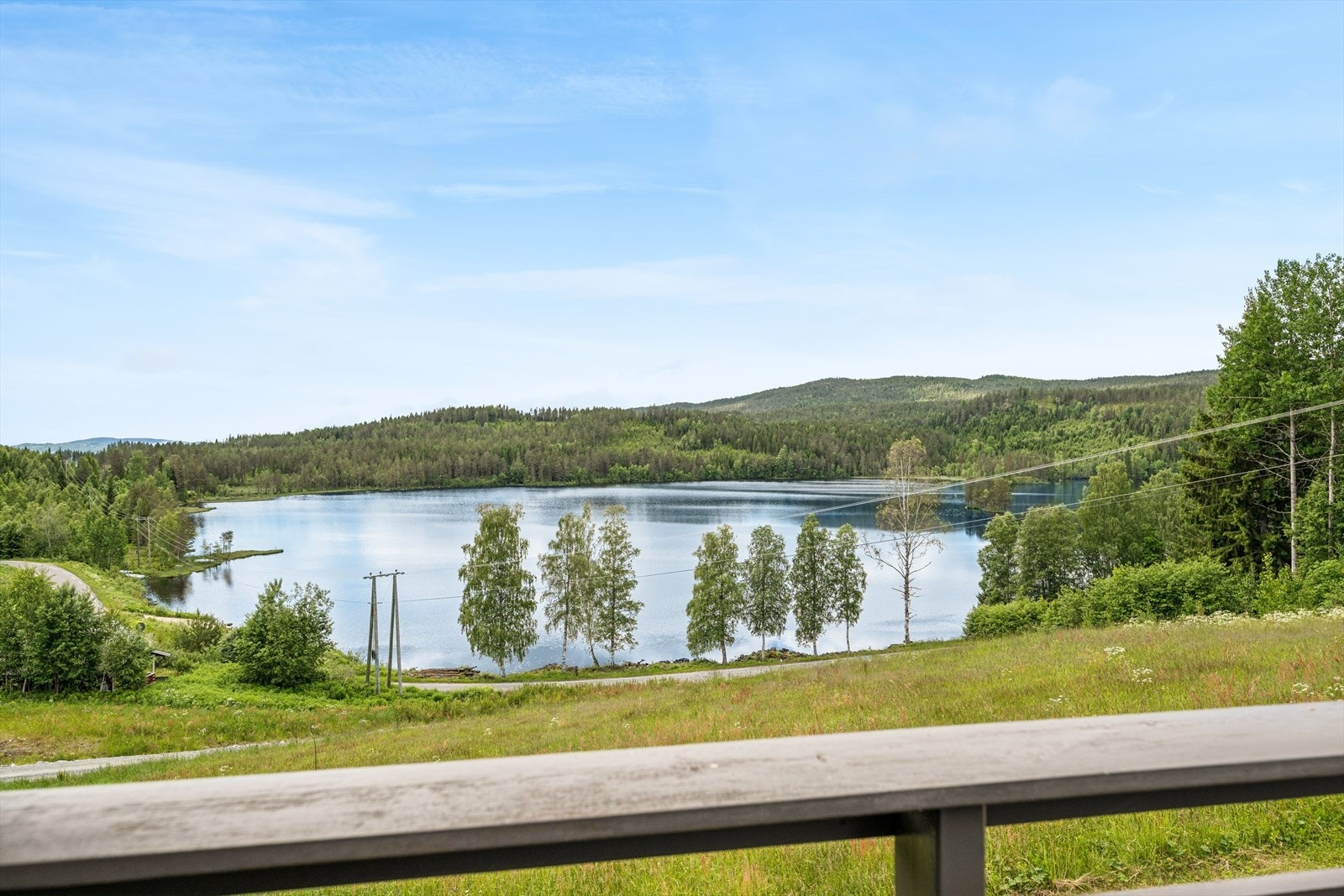 Fra eiendommen har man en fredelig utsikt over vannet og skogen. Galleribilde