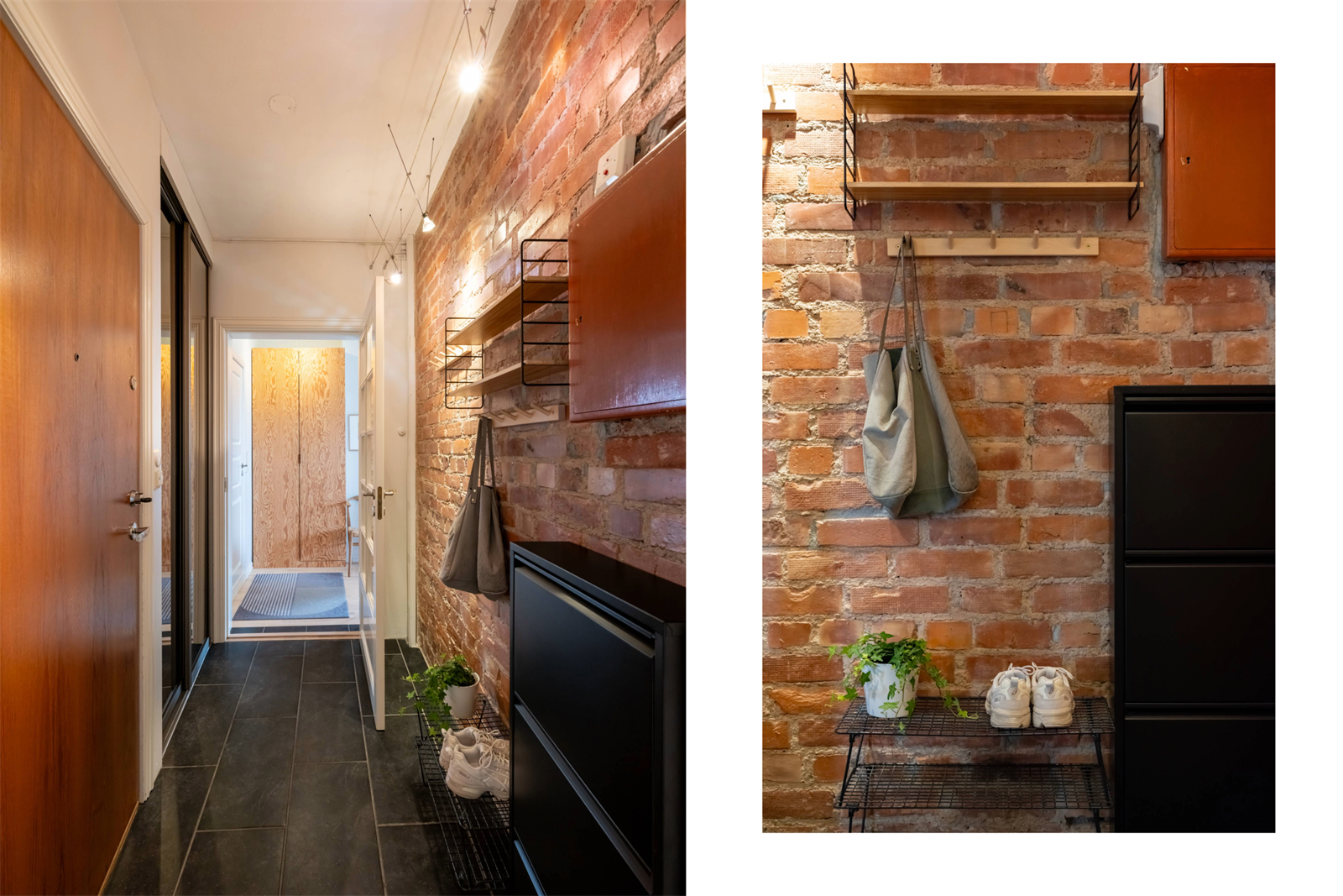 Med både knagger og skyvedørsgarderobe i gangen er det rikelig med oppbevaringsplass Galleribilde