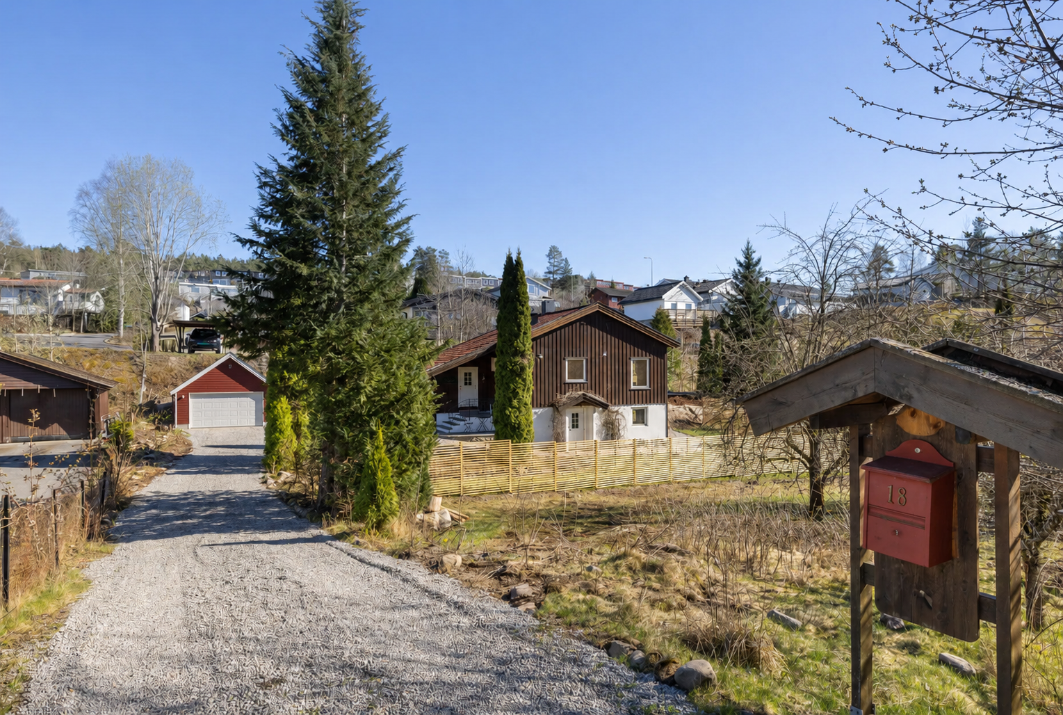 Illustrasjon med garasje (Bildet er redigert med AI) Galleribilde
