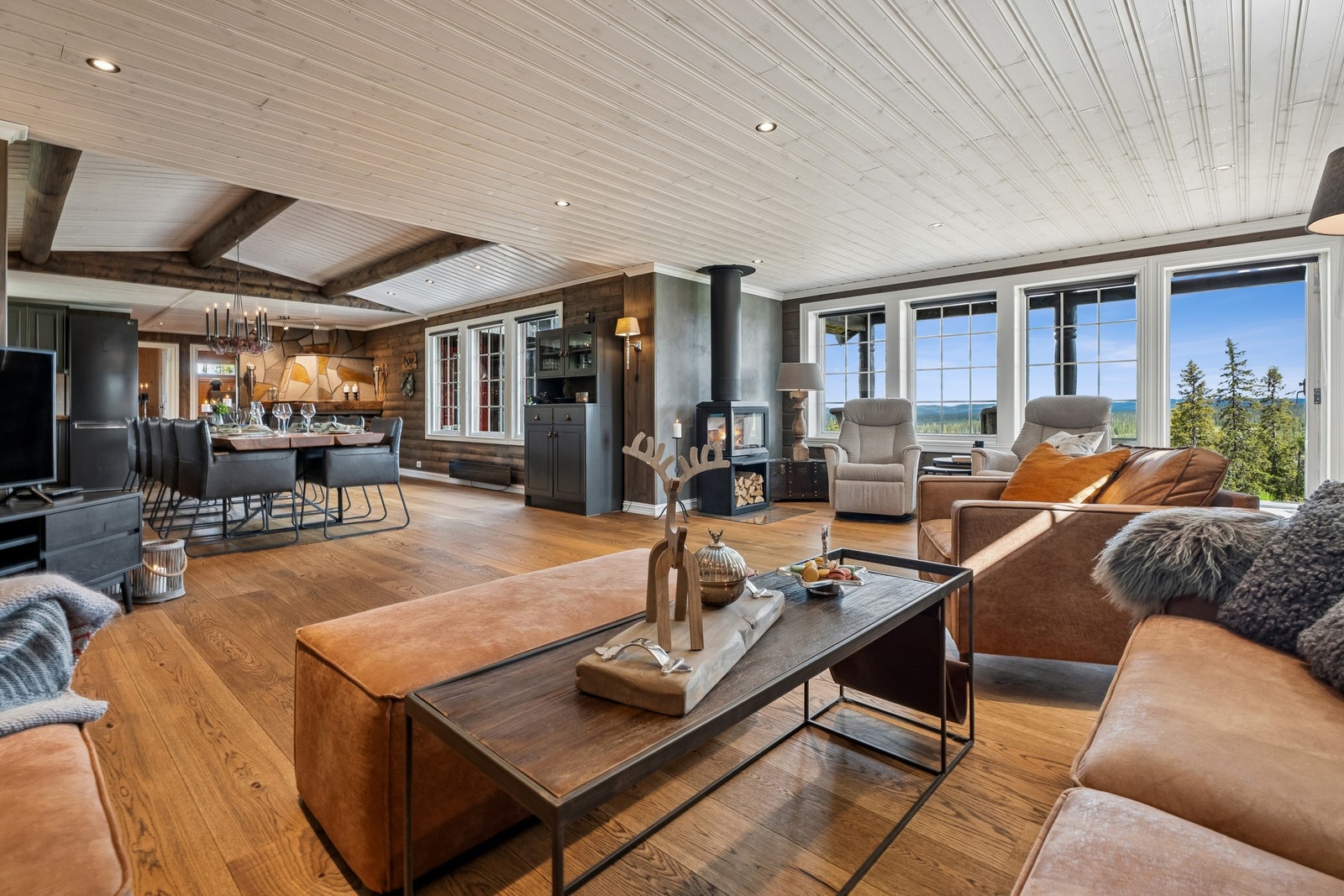 Stua er meget romslig med god plass til sofa og andre stuemøbler. Galleribilde