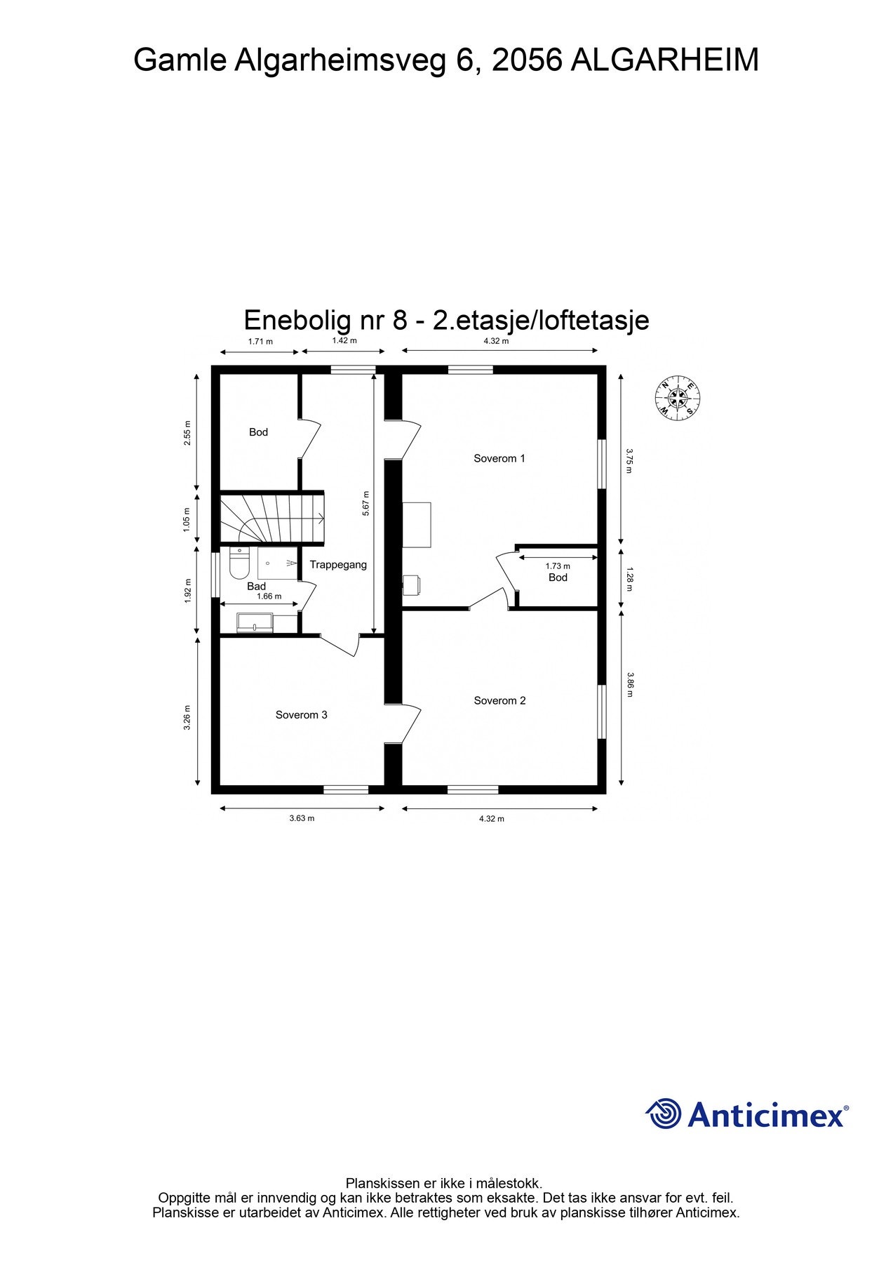 Plantegning loftsetasje. Galleribilde