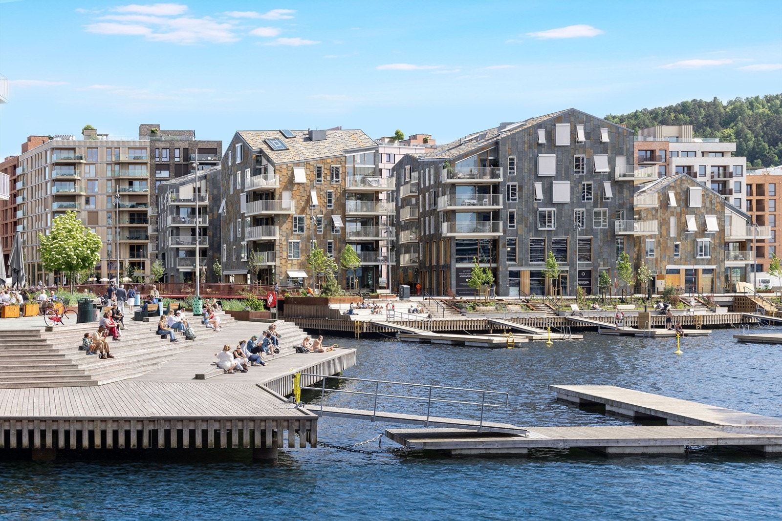 Vannkunsten Syd har en fantastisk beliggenhet i Bispevika, og består av totalt 91 leiligheter fordelt på 5 punkthus. Galleribilde