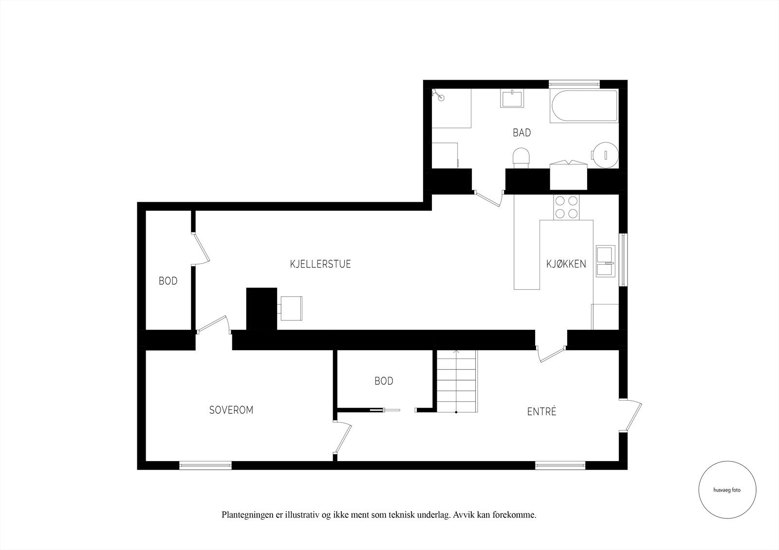 Plantegning kjelleretasje (hybel) Galleribilde