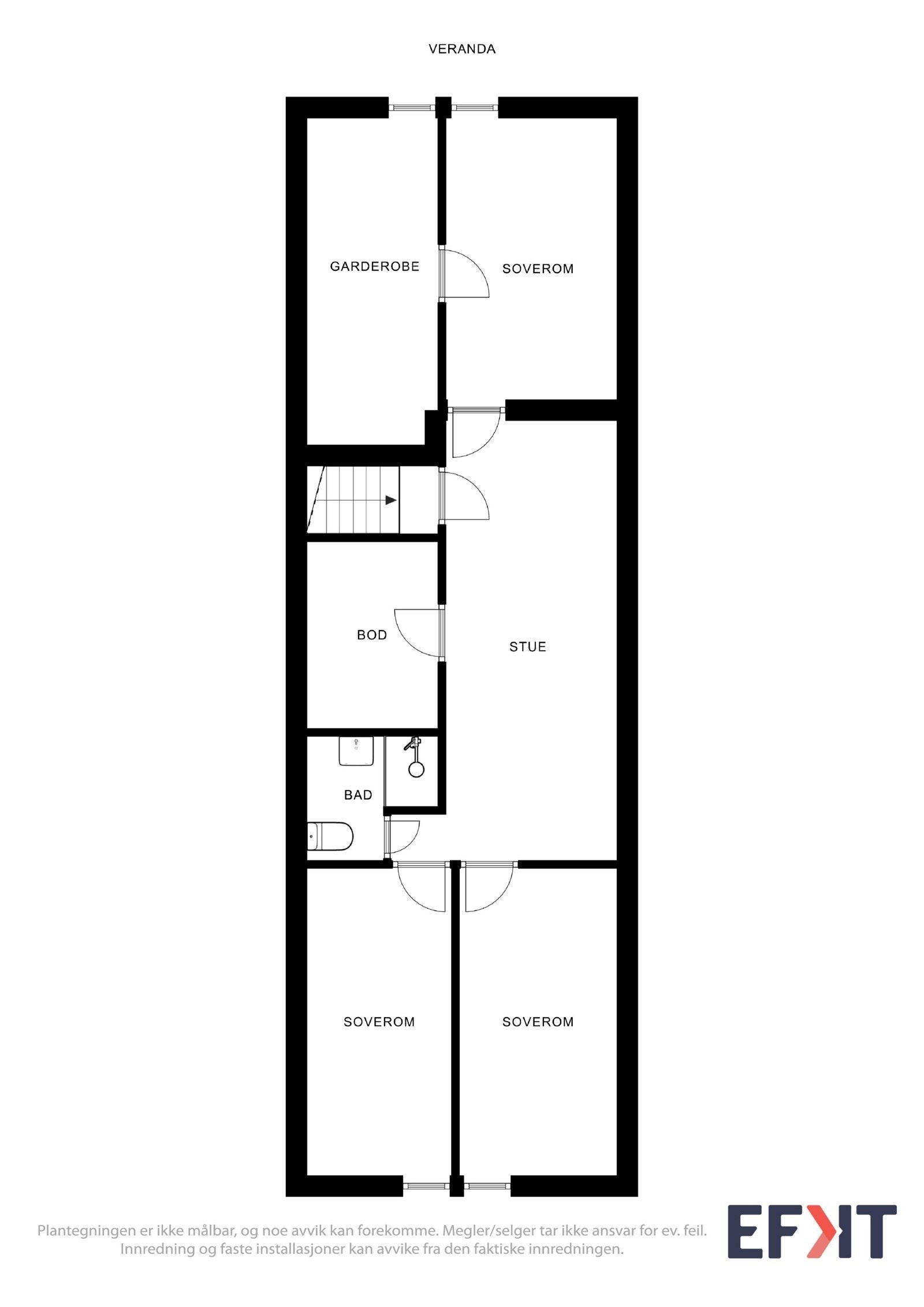 Planløsning 2. etasje kårbolig - Vestsideveien 65 Galleribilde