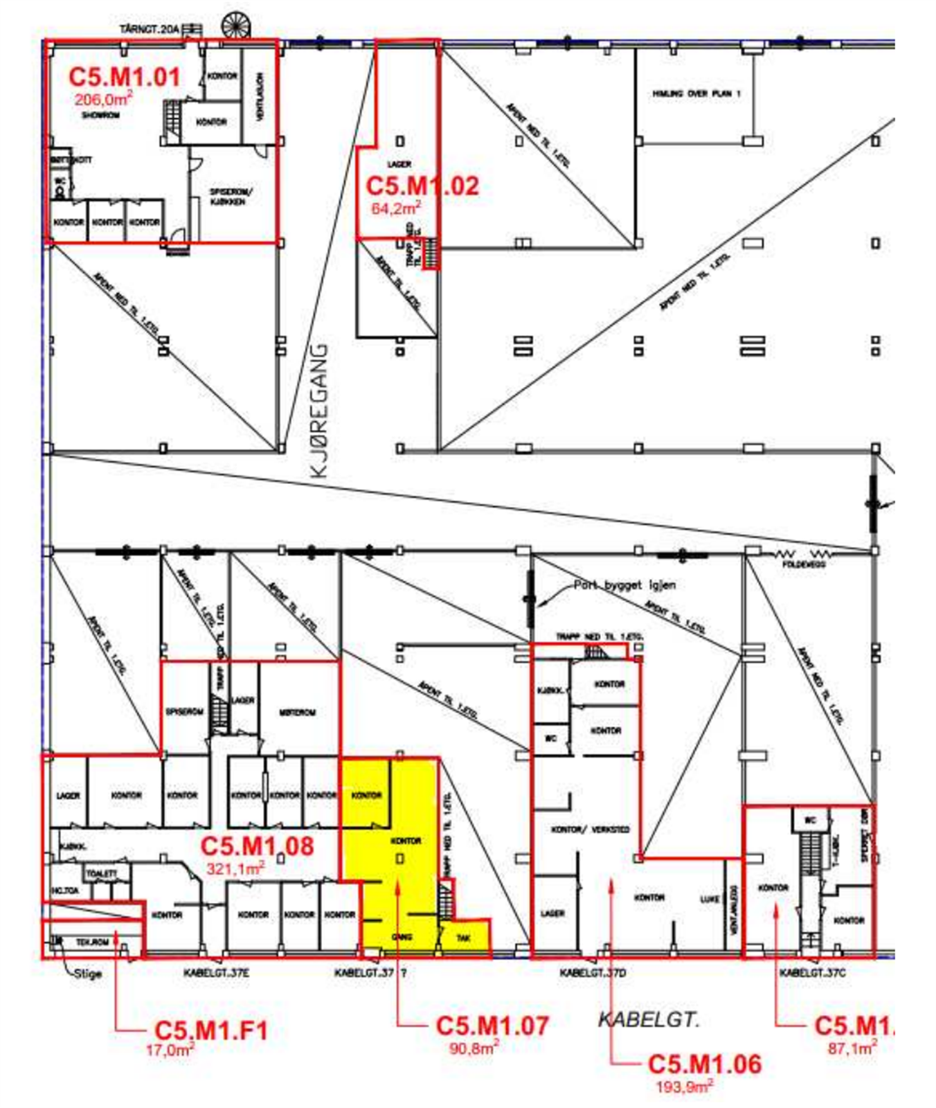 Plantegning kontor 1. etasje Galleribilde