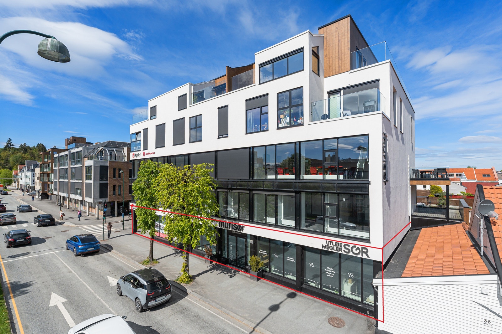 Velkommen til Festningsgata 38/40, et moderne og lyst lokale i 1 etg (merket i rødt) Galleribilde
