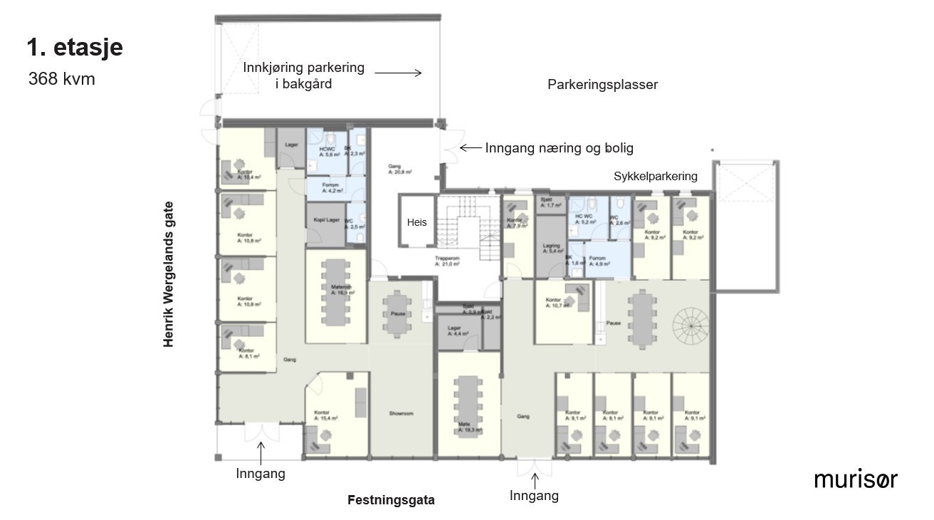 Eksisterende utforming kontor Galleribilde