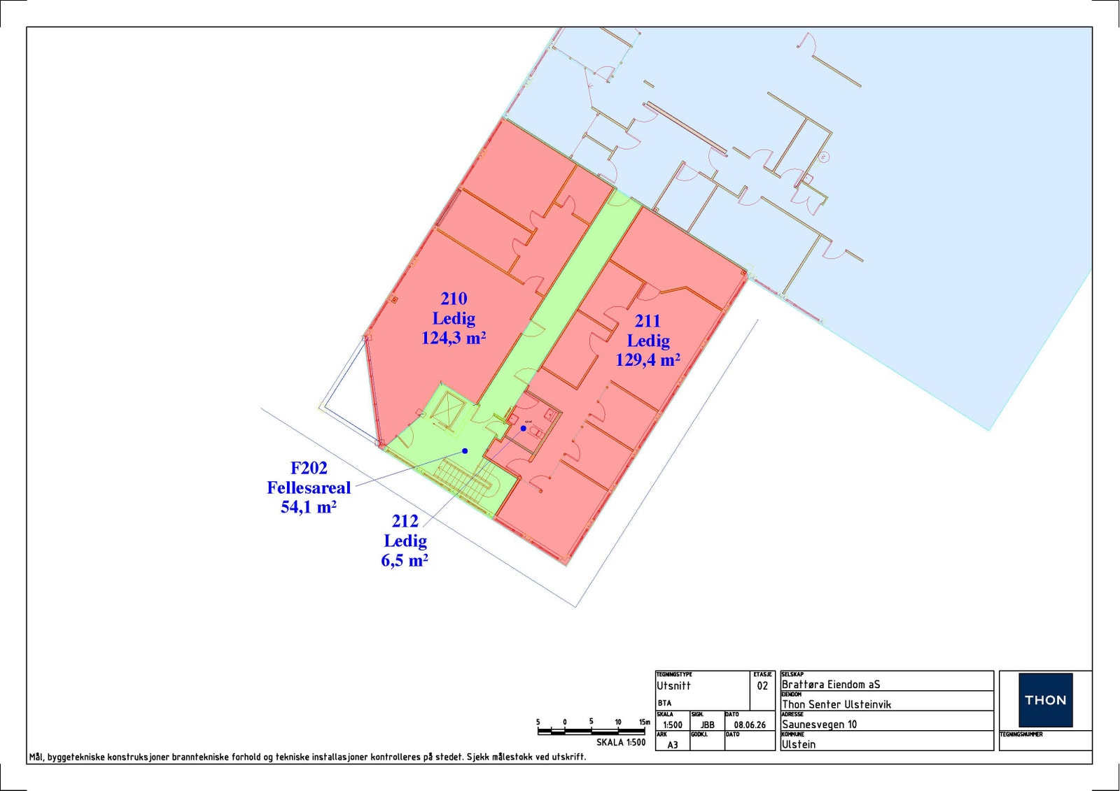 Plantegning for arealnr 210 og 211. Galleribilde
