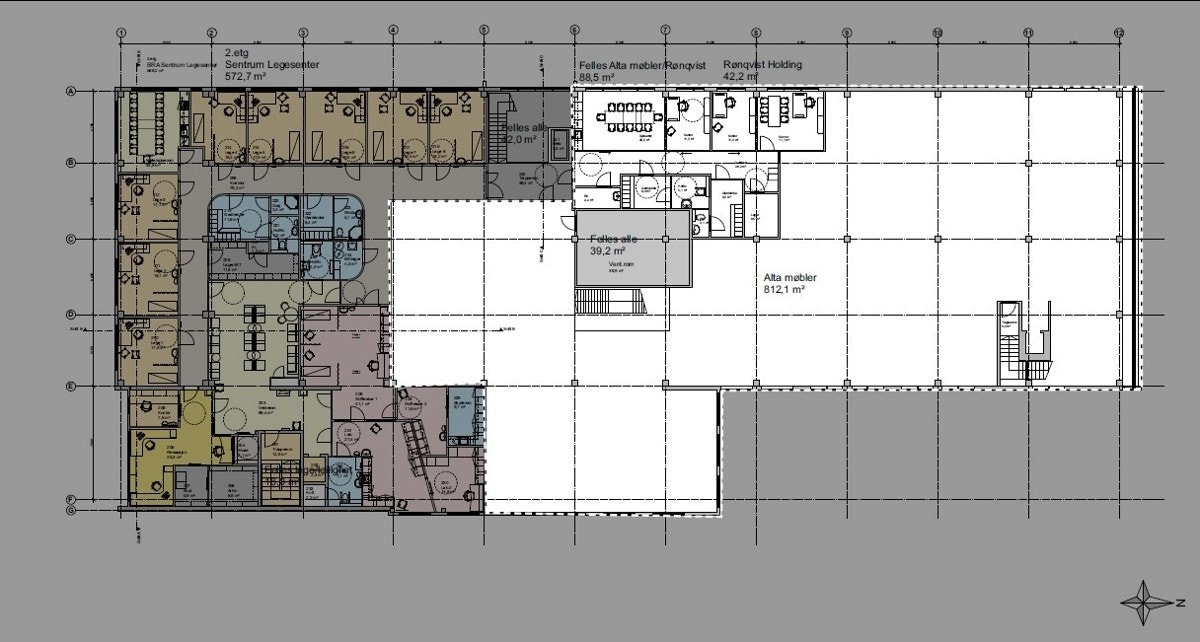 Plantegning 2. etg - ledig areal i hvitt. Galleribilde