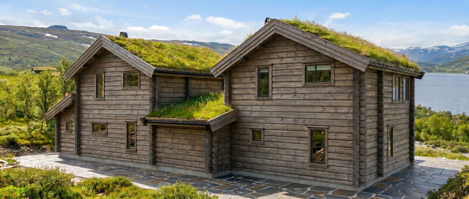 Illustrasjonsfoto av hyttemodellen Duplex Duo som består av to enheter over to etasjer. Galleribilde