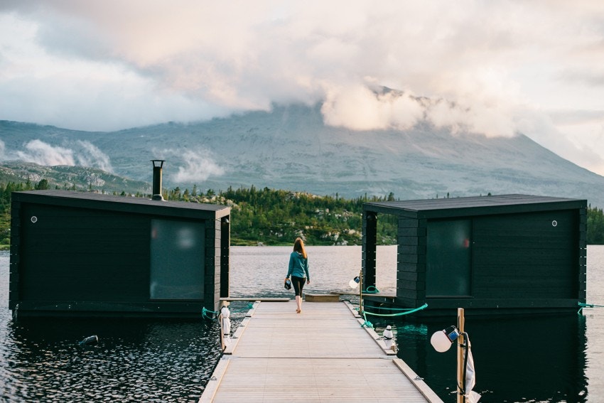 Langrenn og tur - flytende badstuer på Kvitåvatn ved Gaustablikk Fjellresort Galleribilde