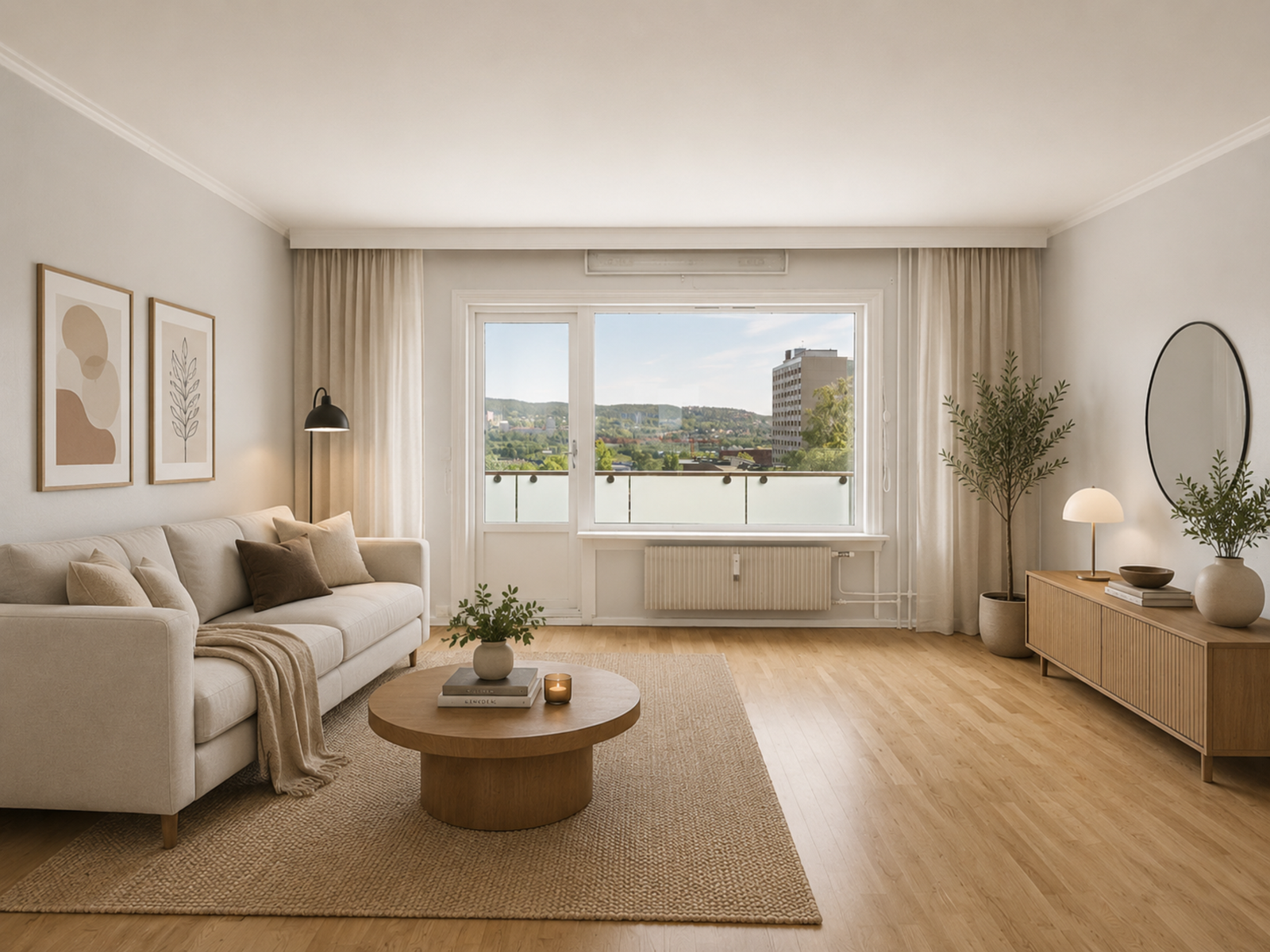 Velkommen til Sletteløkka 5! Presentert av Duy Vidar Tang v/EIE eiendomsmegling. Foto: Sebastian Cruz (Bildet er digitalt stylet for å illustrere møbleringsmuligheter.) Galleribilde