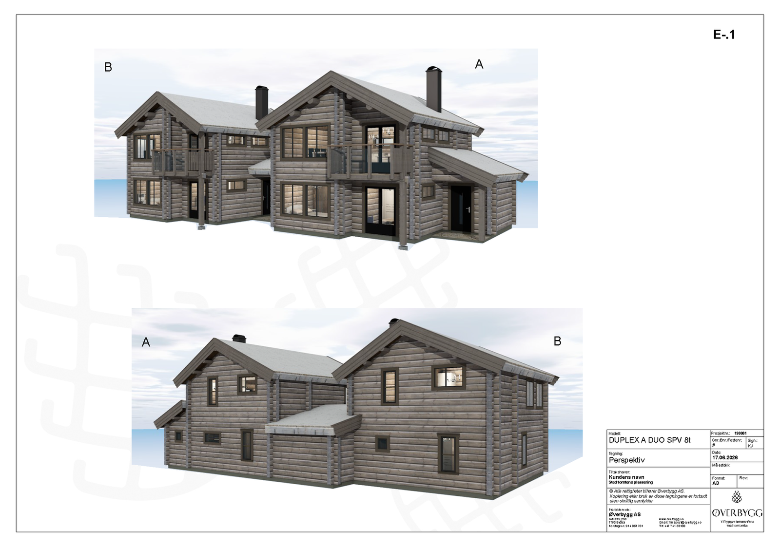 Fasadetegning Duplex Duo Galleribilde