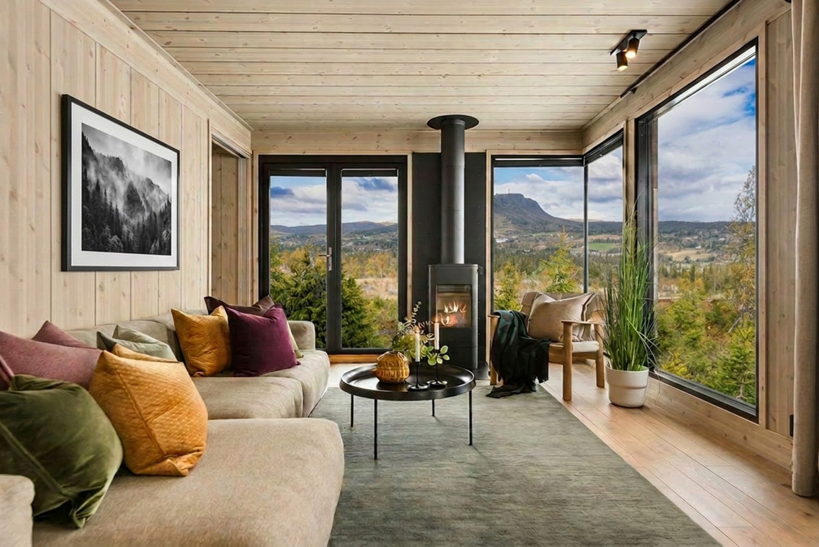 I Vy kan man nyte utsikten til fulle! AI-redigert foto fra en oppsatt hytte. Galleribilde