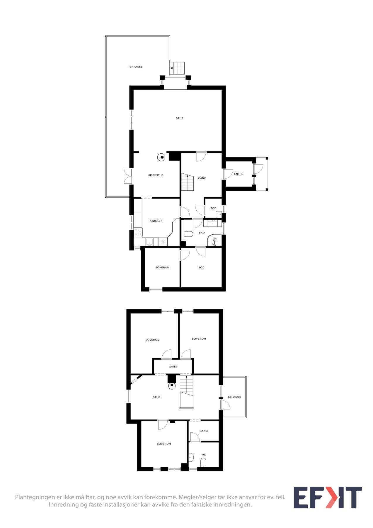 Plantegning 1. etasje og loftetasje. Galleribilde