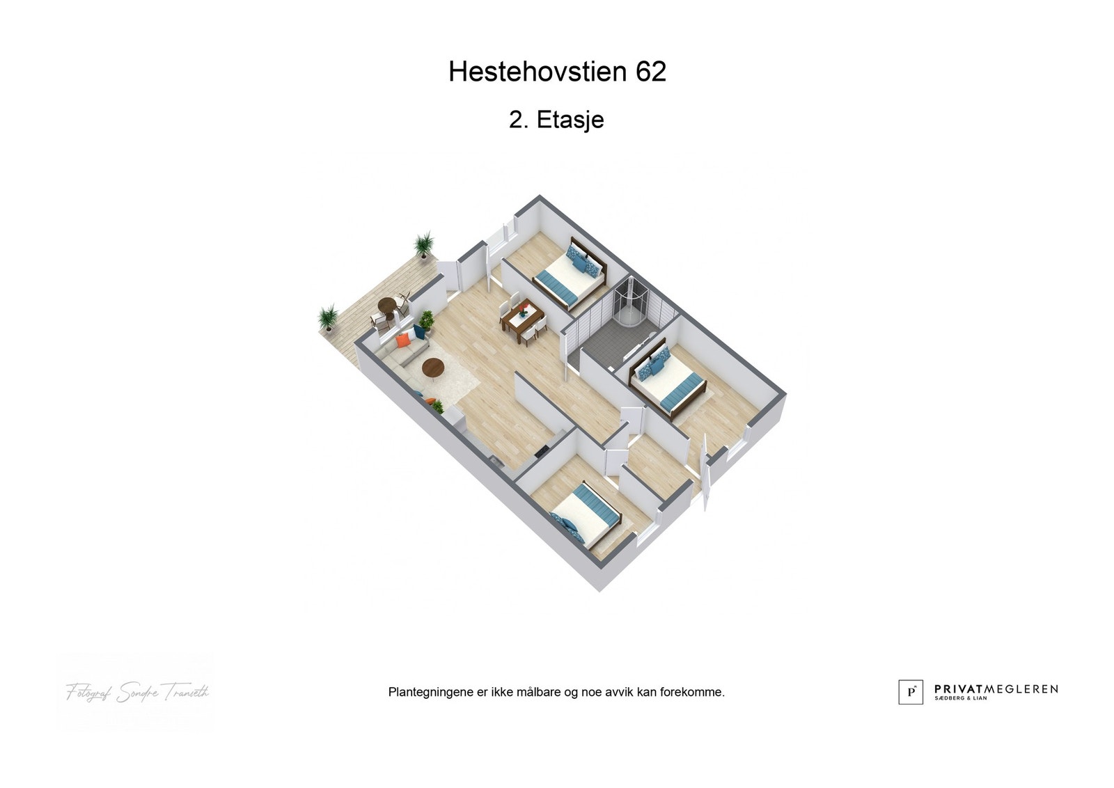 3D plantegning av leiligheten - laget av fotograf Galleribilde