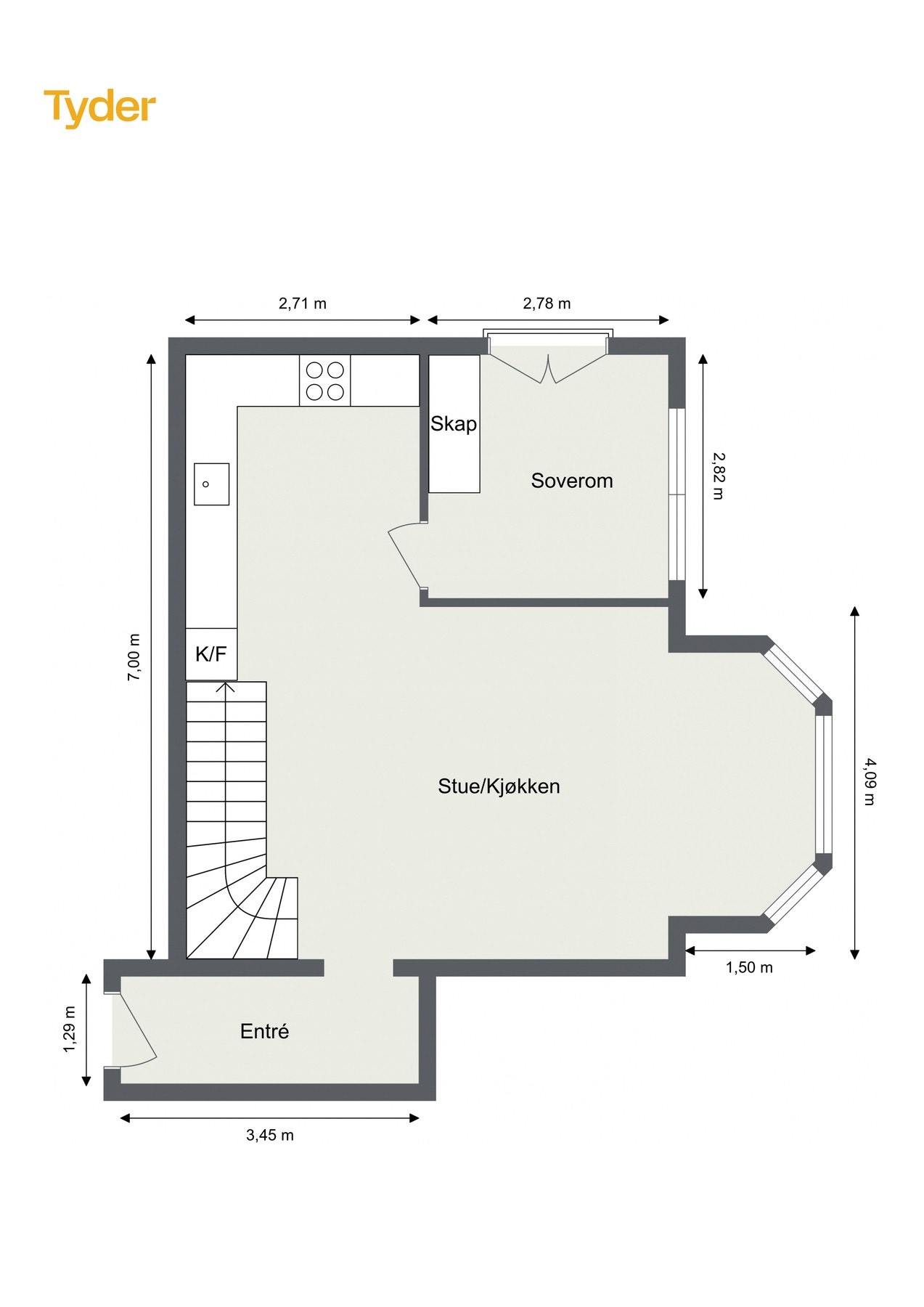 Oppmålt plantegning 4. etasje. Galleribilde
