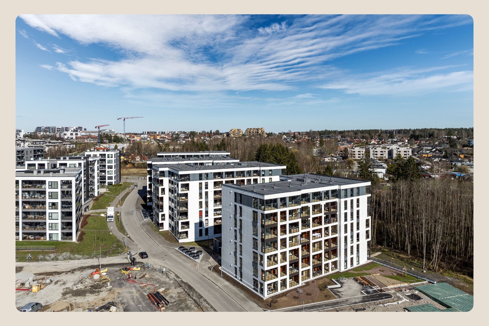 Bygg M består av 63 boligenheter, nyoppført i 2026. Galleribilde
