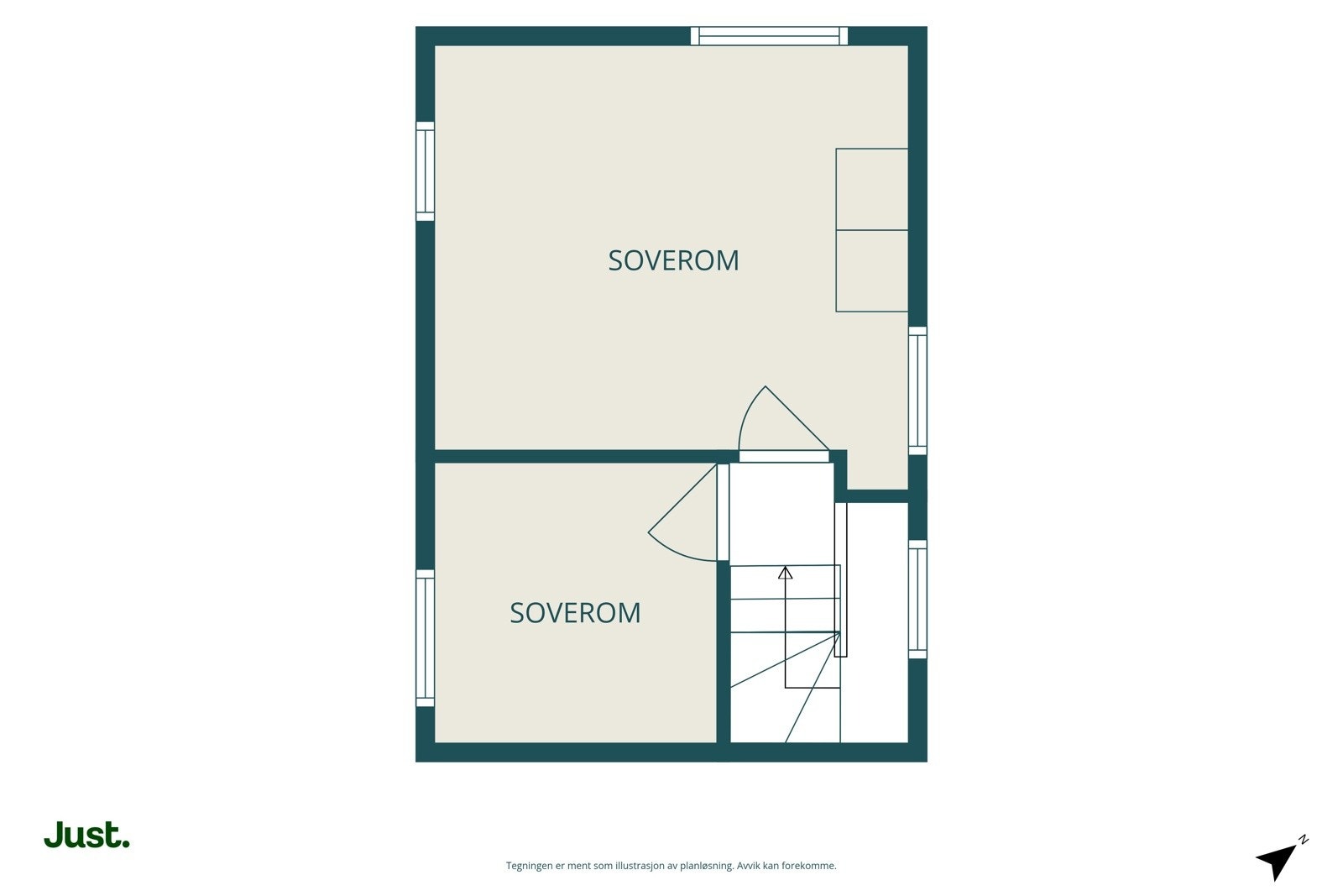 Planskisse loft. Det påpekes at planskisse henviser til dagens bruk av rom, og samsvarer ikke nødvendigvis med godkjente tegninger.