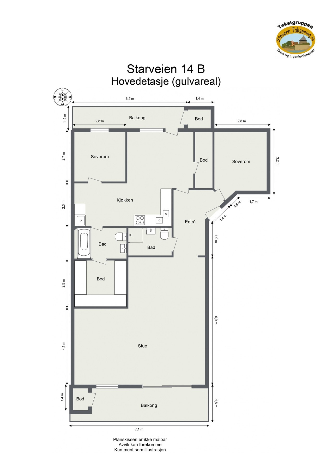 Målsatt plantegning. Galleribilde
