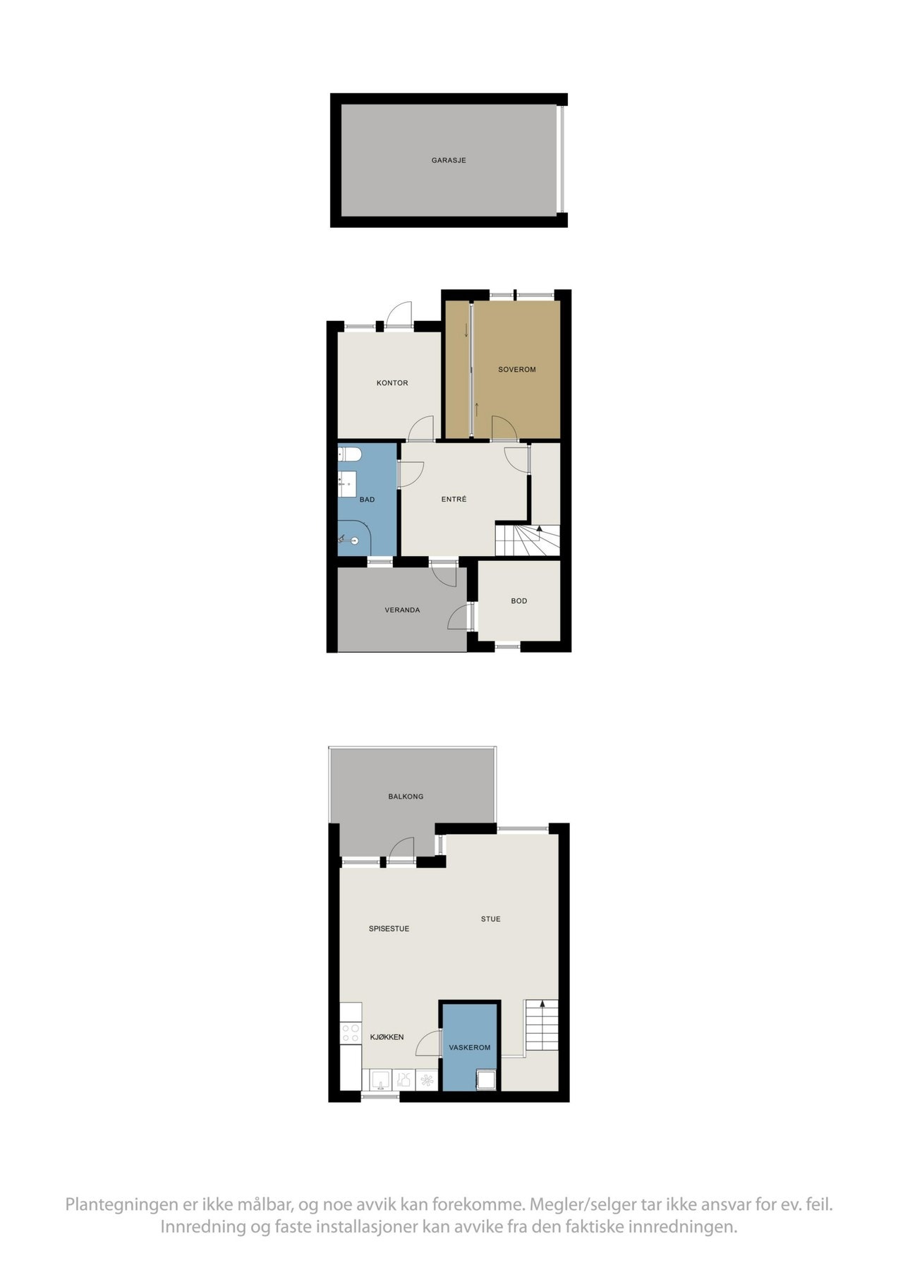 Planskisse over rekkehuset og utvendig bod. Galleribilde