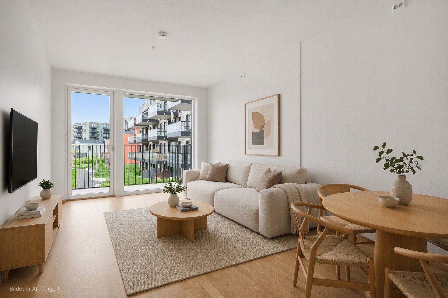 God plass til både sofa og spisegruppe. Galleribilde