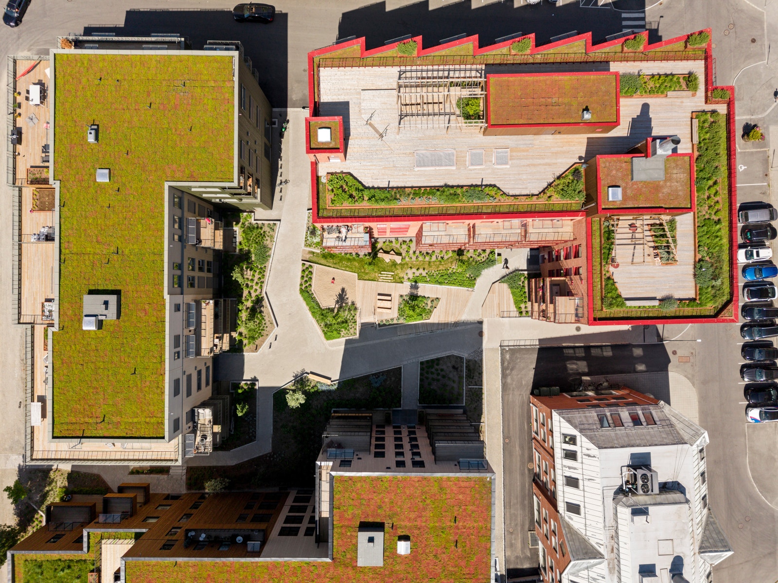 Felles takterrasse med flere ulike soner Galleribilde