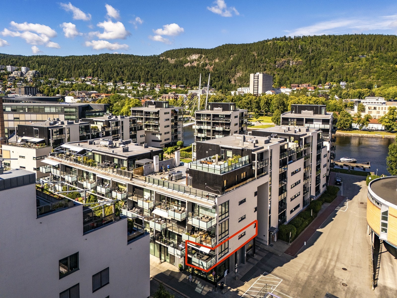 Leilighetens beliggenhet i Pollenkvartalet. Galleribilde