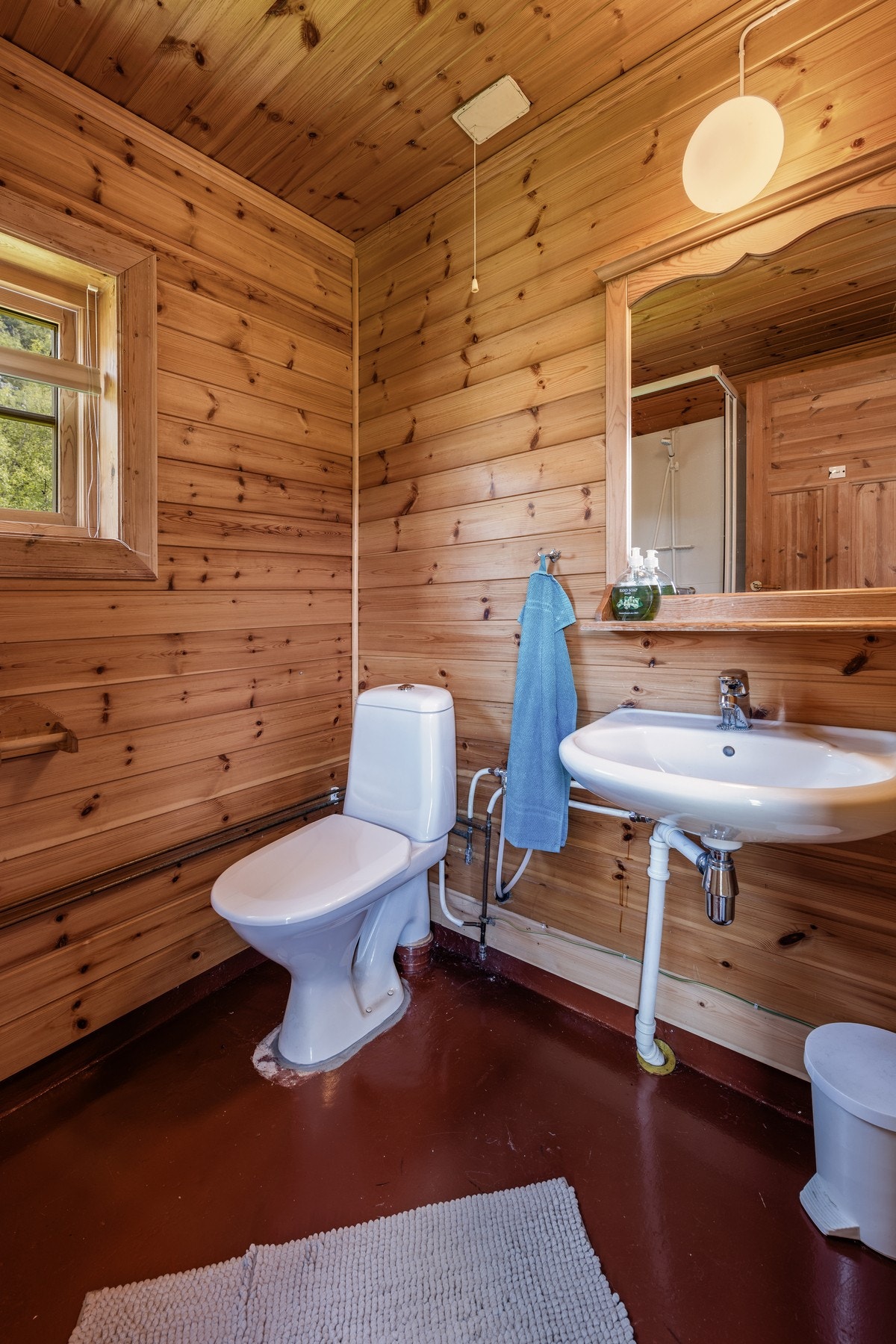 Badet har toalett og dusjkabinett Galleribilde