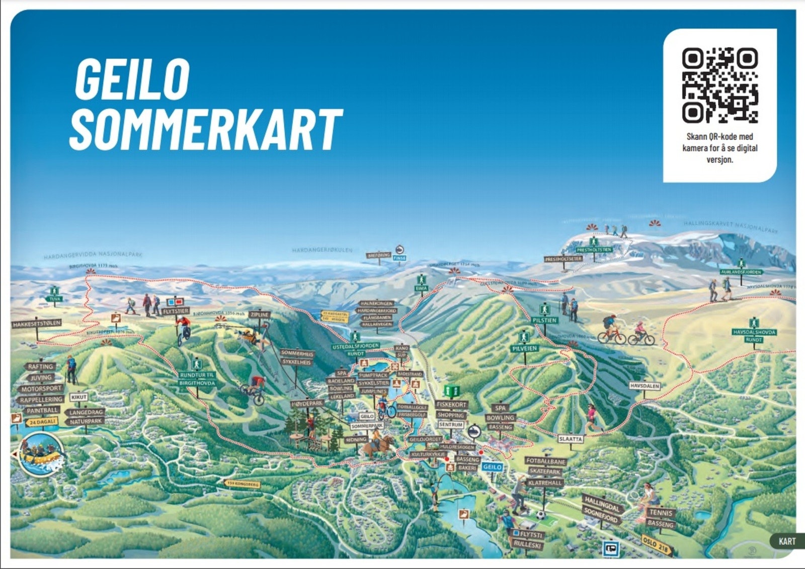 Oversiktskart Geilo sommerstid Galleribilde